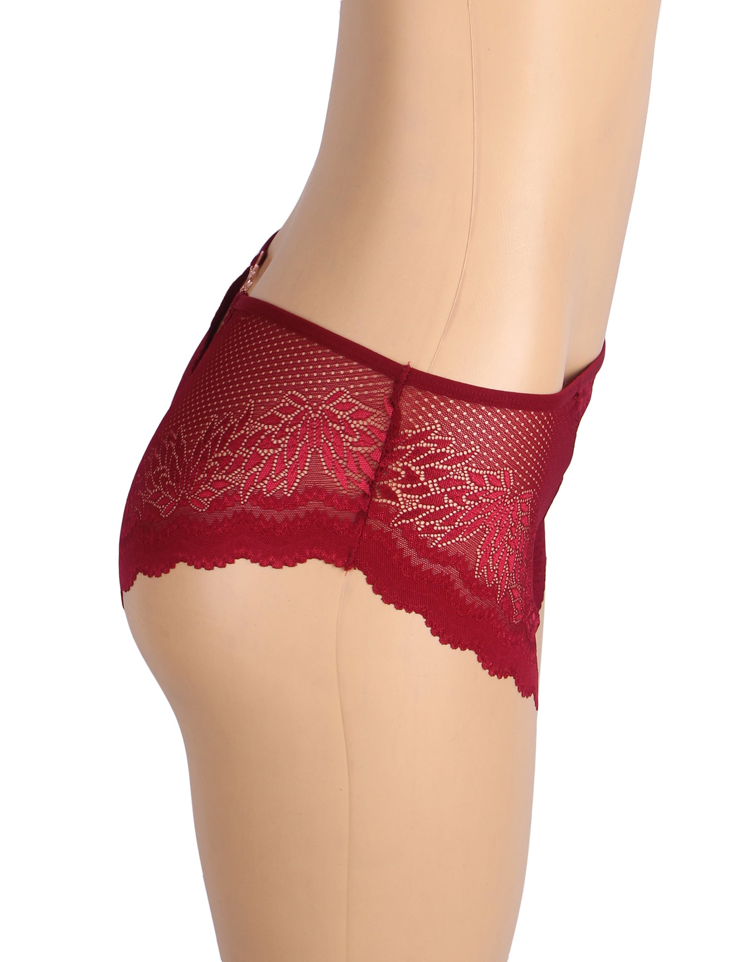 Velour & Co Women's Lace Knickers Burgundy - Women's Underwear
