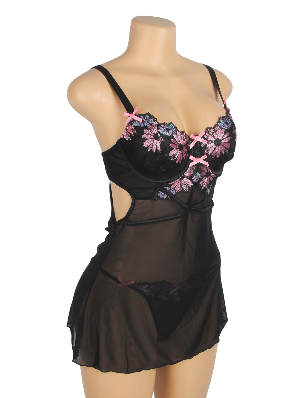 Velour & Co Women's Lace Babydoll Black