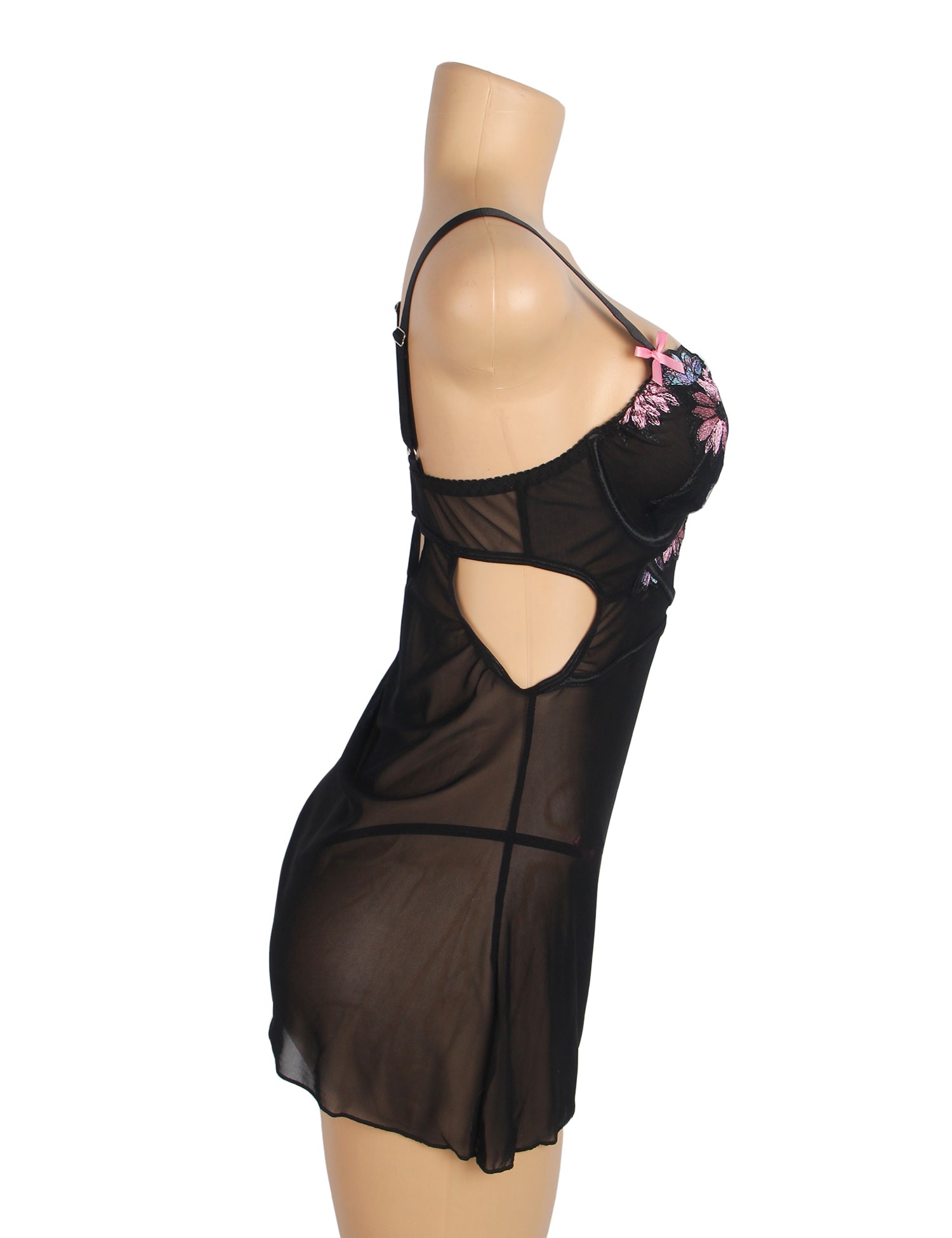 Velour & Co Women's Lace Babydoll Black