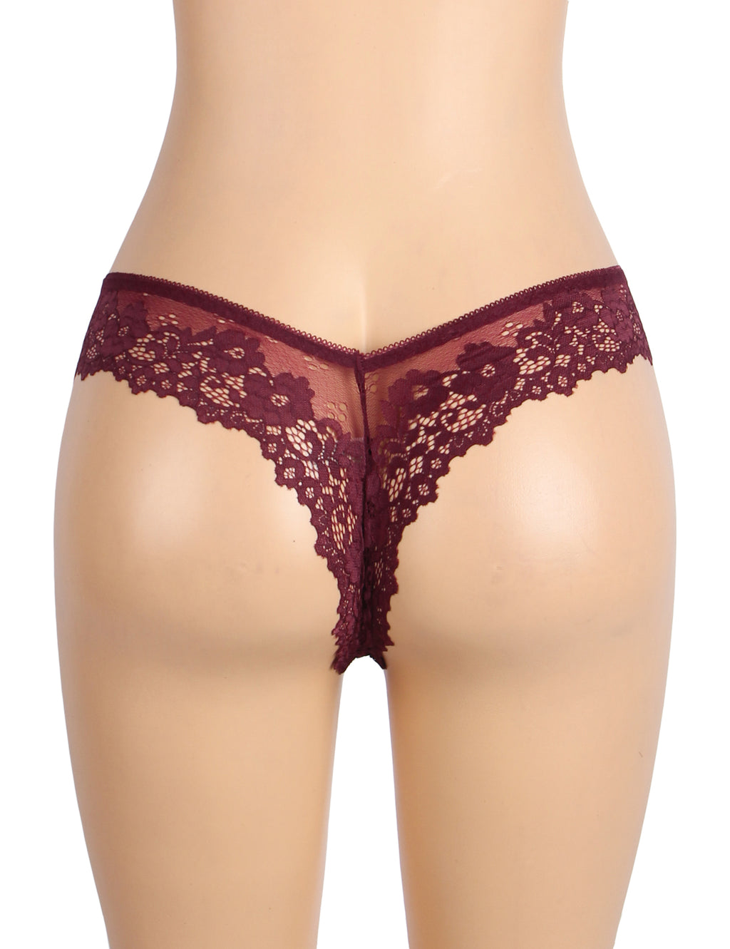 Velour & Co Women's Lace Knickers Burgundy - Women's Underwear