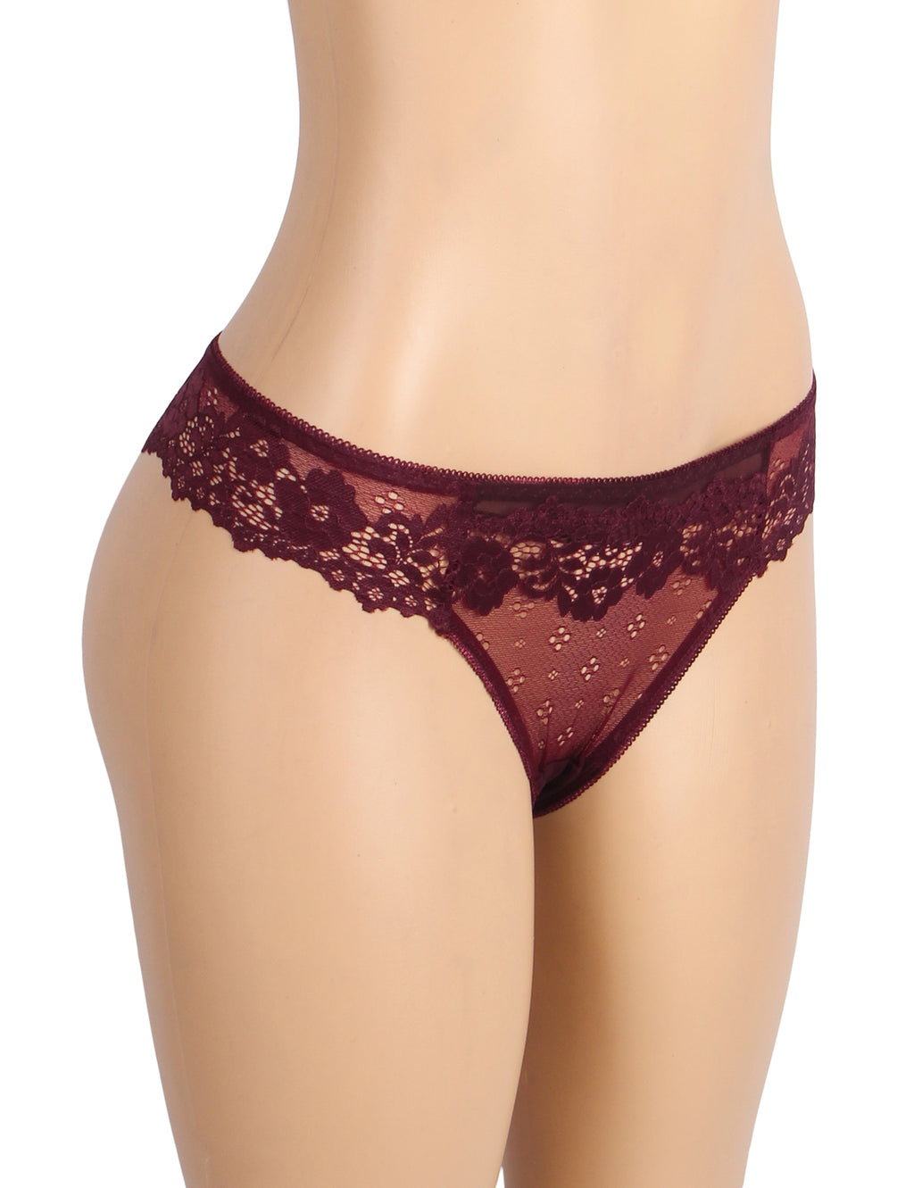 Velour & Co Women's Lace Knickers Burgundy - Women's Underwear
