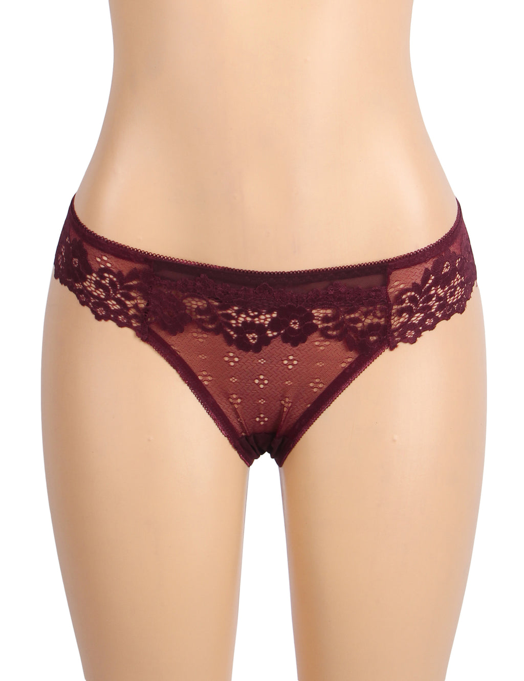Velour & Co Women's Lace Knickers Burgundy - Women's Underwear