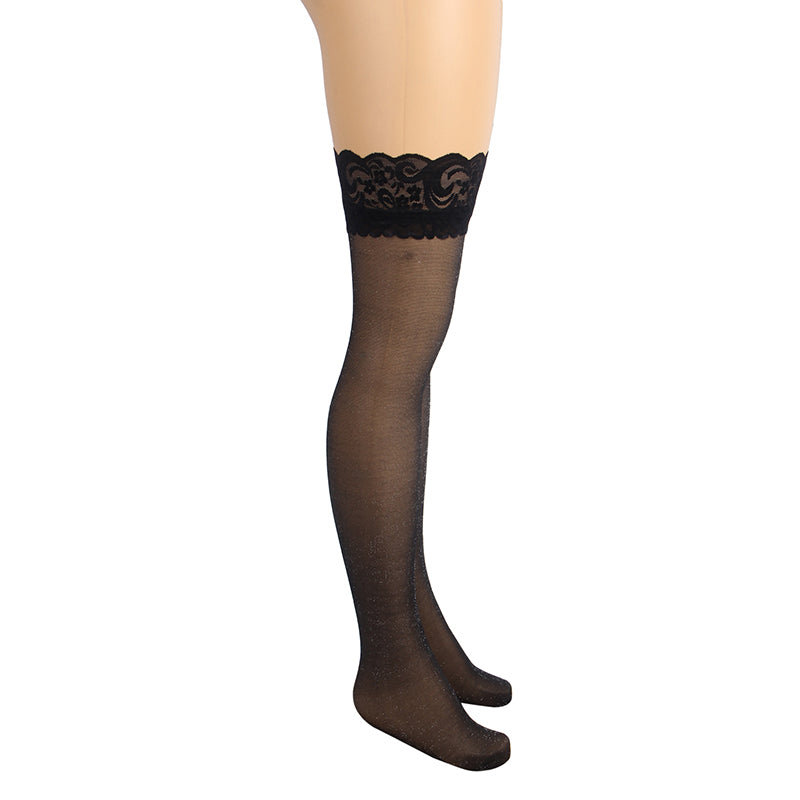 Velour & Co Women's Lace Top Stockings Black - Hold-Up Hosiery