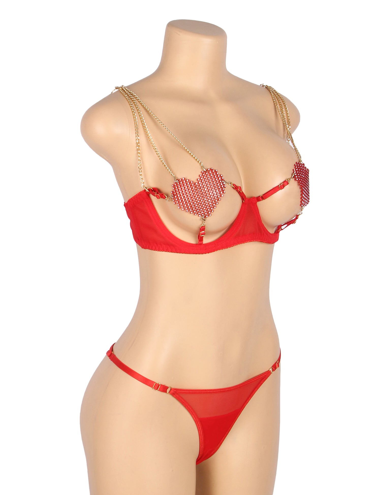 Velour & Co Women's Matching Bra & Knickers Set Red - Lingerie Set