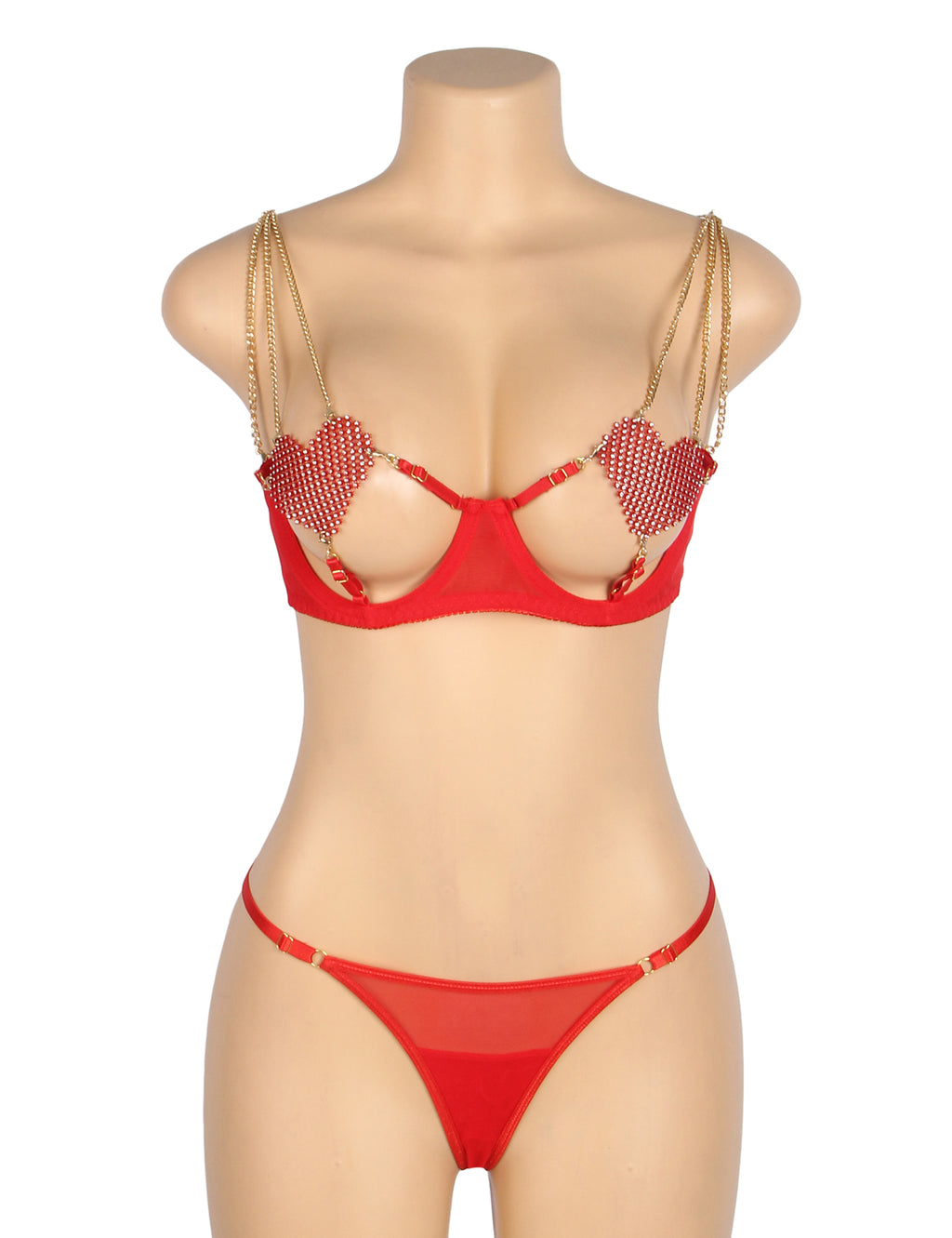 Velour & Co Women's Matching Bra & Knickers Set Red - Lingerie Set