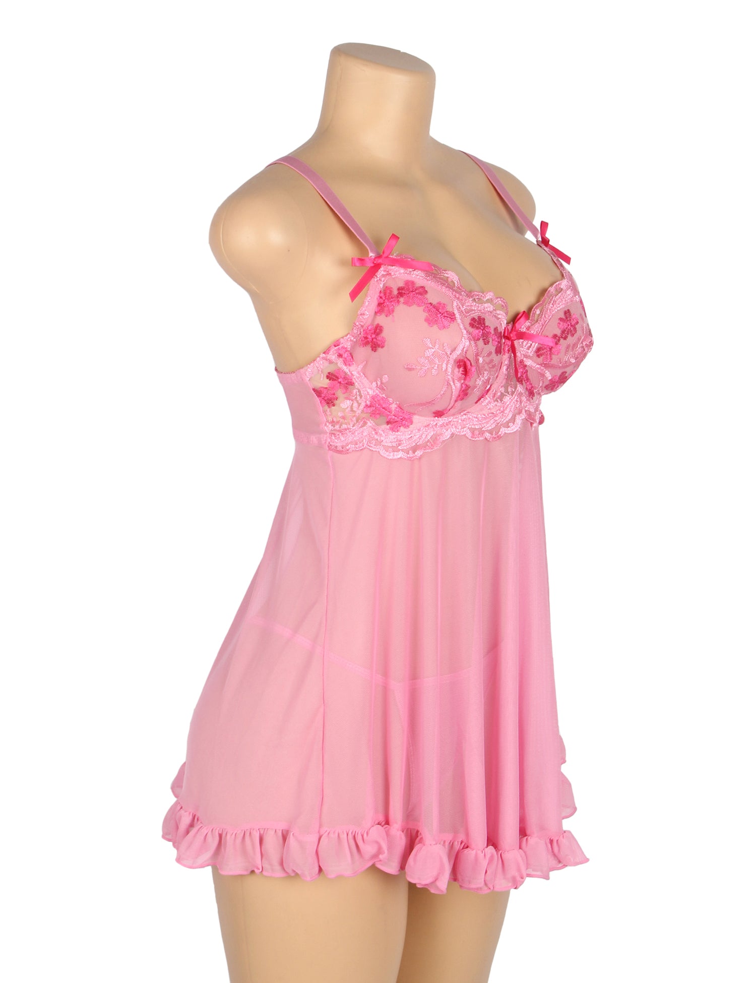 Velour & Co Women's Lace Babydoll Pink