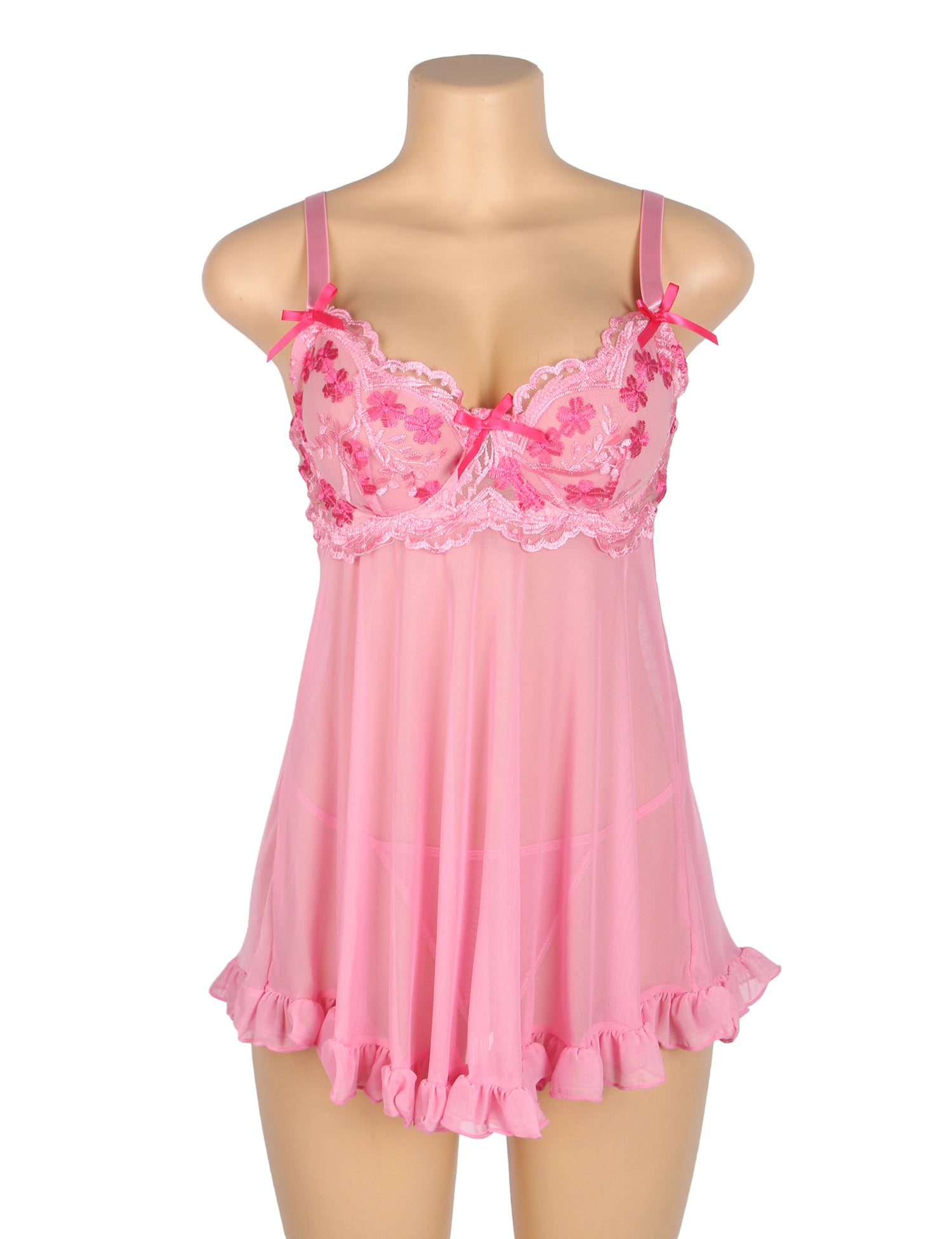 Velour & Co Women's Lace Babydoll Pink