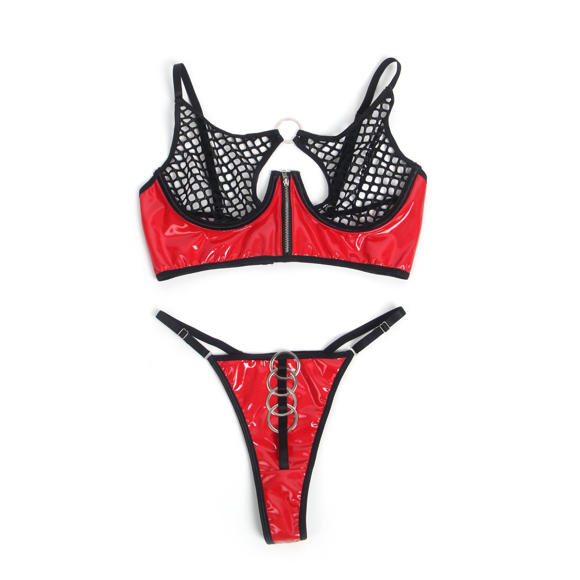 Velour & Co Women's Matching Bra & Knickers Set Red - Lingerie Set