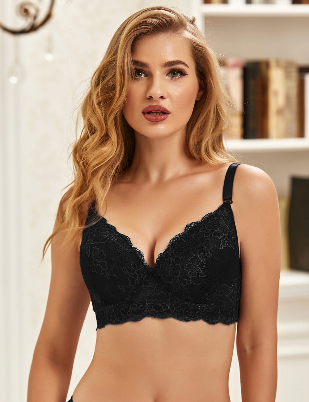 Velour & Co Women's Lace Bra Black - Supportive Everyday Lingerie