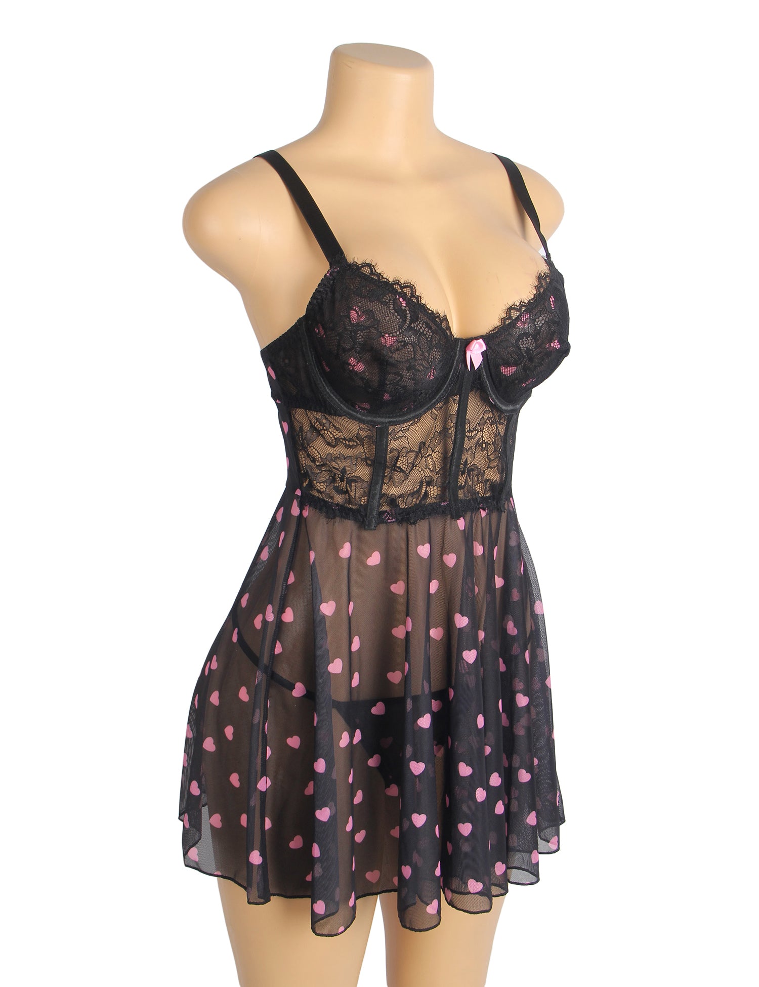 Velour & Co Women's Lace Babydoll Black