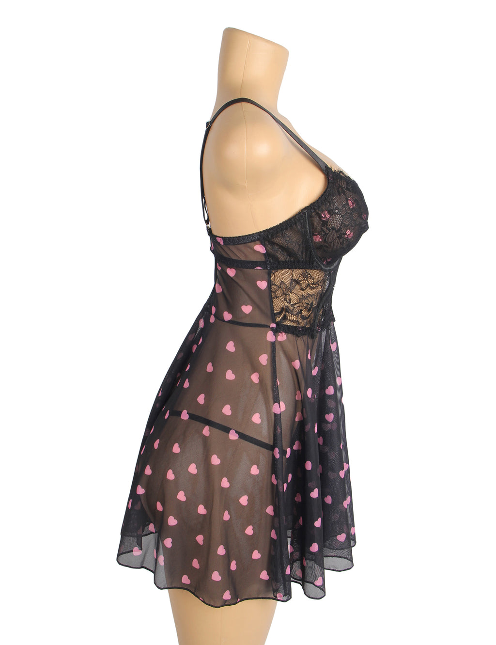 Velour & Co Women's Lace Babydoll Black