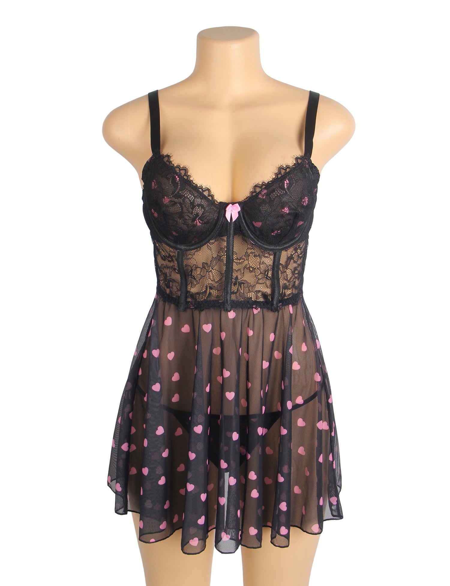 Velour & Co Women's Lace Babydoll Black