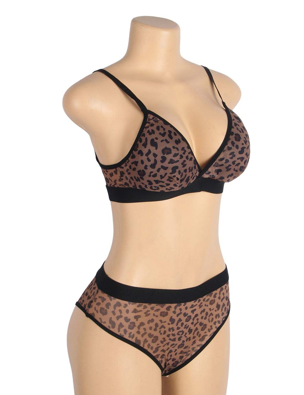 Velour & Co Women's Matching Bra & Knickers Set Leopard - Lingerie Set