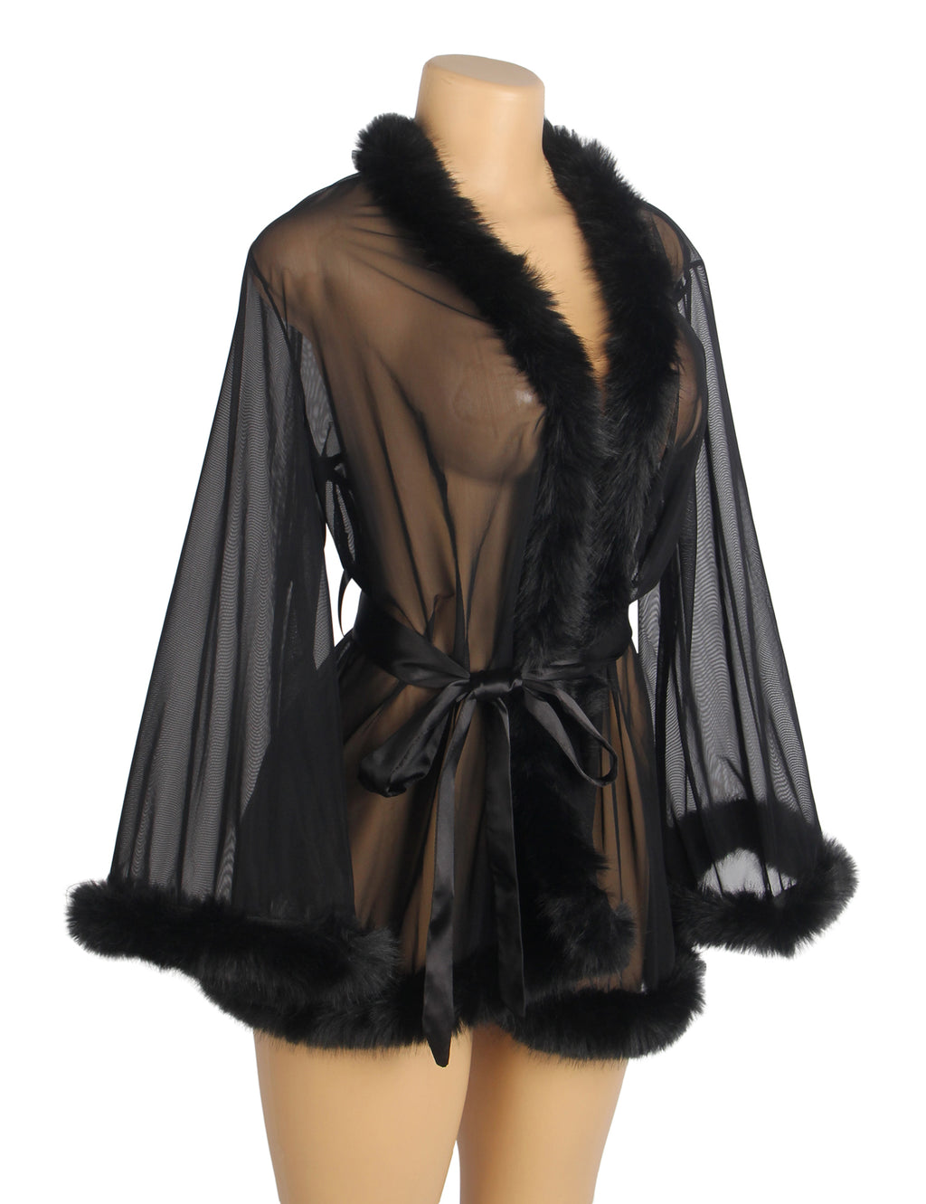 Velour & Co Women's Lace Dressing Gown Black - Women's Bathrobe