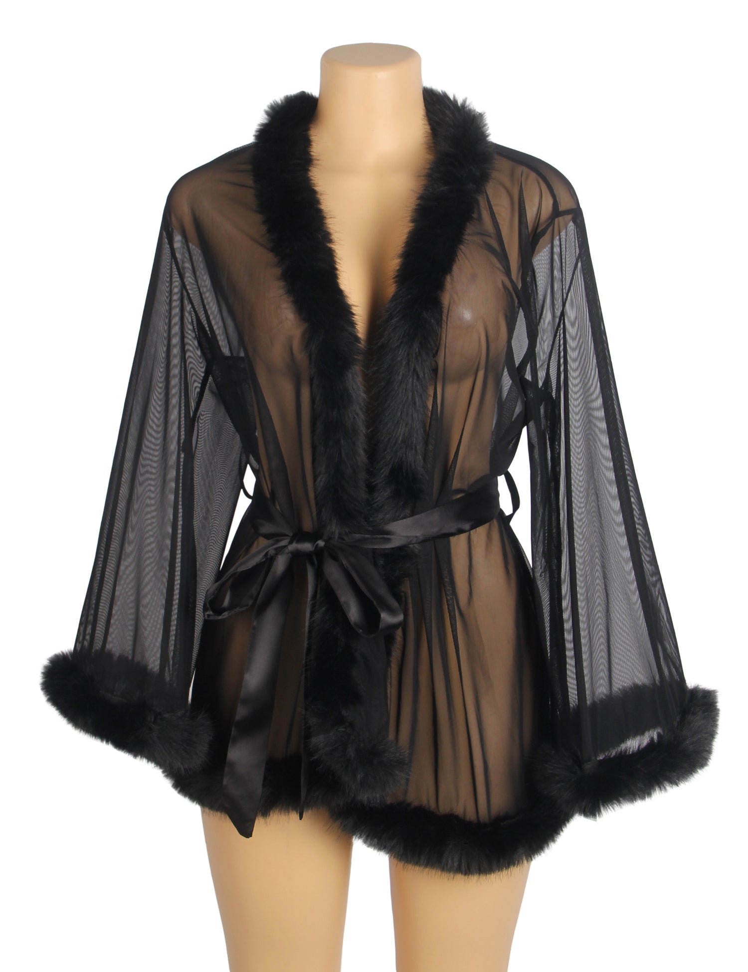 Velour & Co Women's Lace Dressing Gown Black - Women's Bathrobe