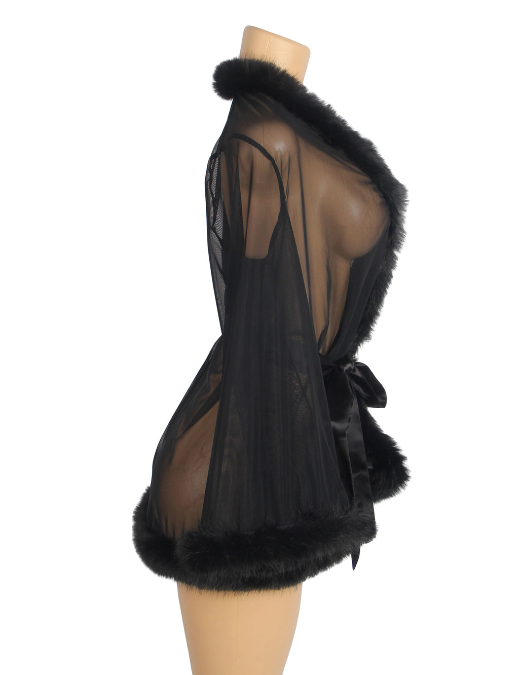 Velour & Co Women's Lace Dressing Gown Black - Women's Bathrobe