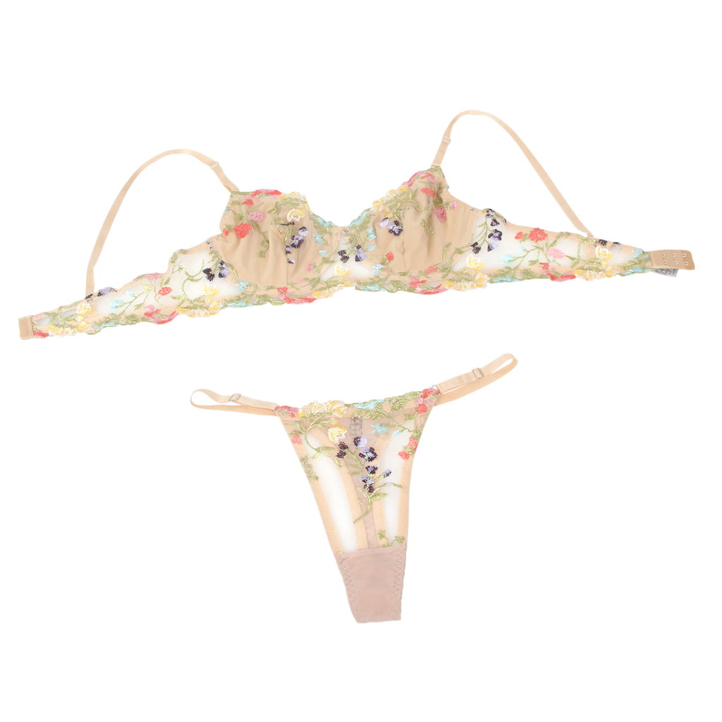 Velour & Co Women's Matching Bra & Knickers Set Yellow - Lingerie Set