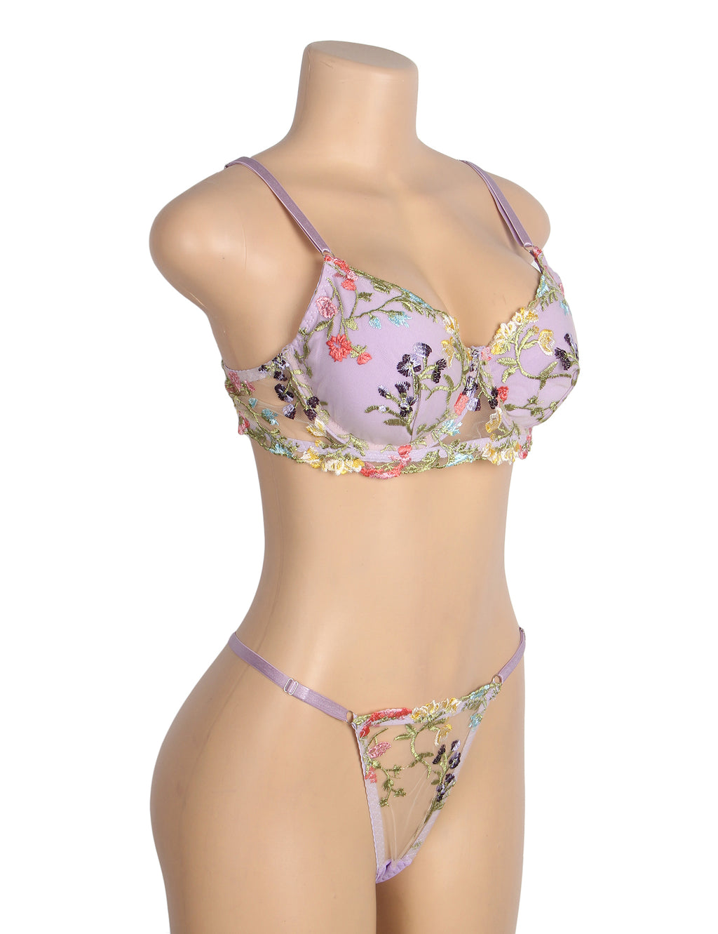 Velour & Co Women's Matching Bra & Knickers Set Purple - Lingerie Set