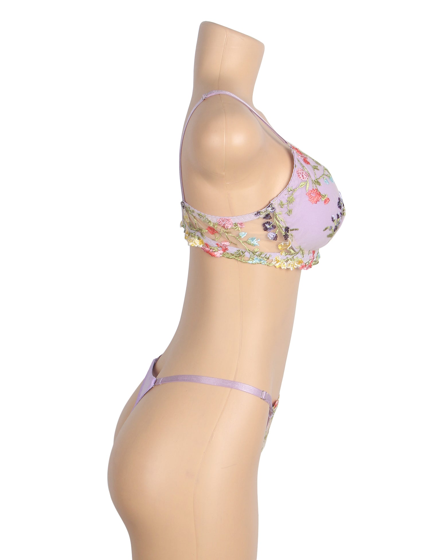 Velour & Co Women's Matching Bra & Knickers Set Purple - Lingerie Set