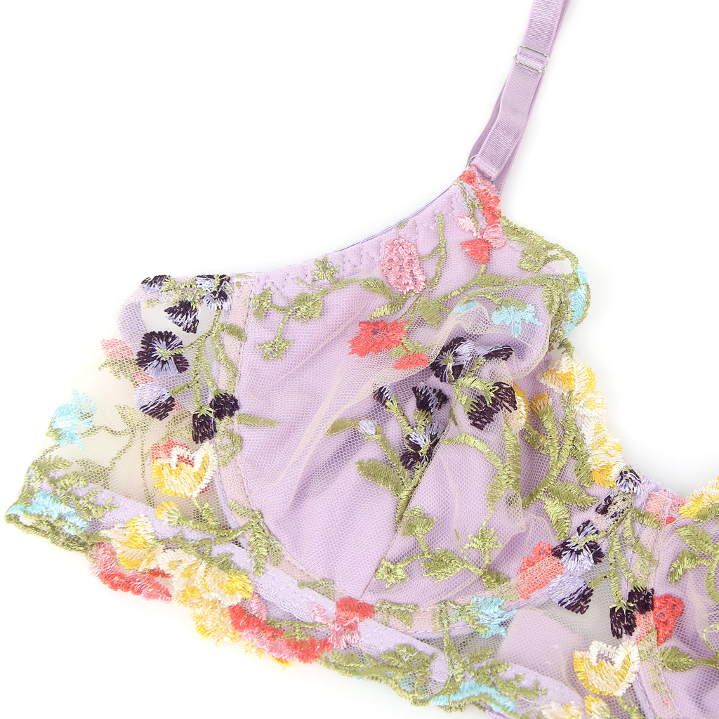 Velour & Co Women's Matching Bra & Knickers Set Purple - Lingerie Set