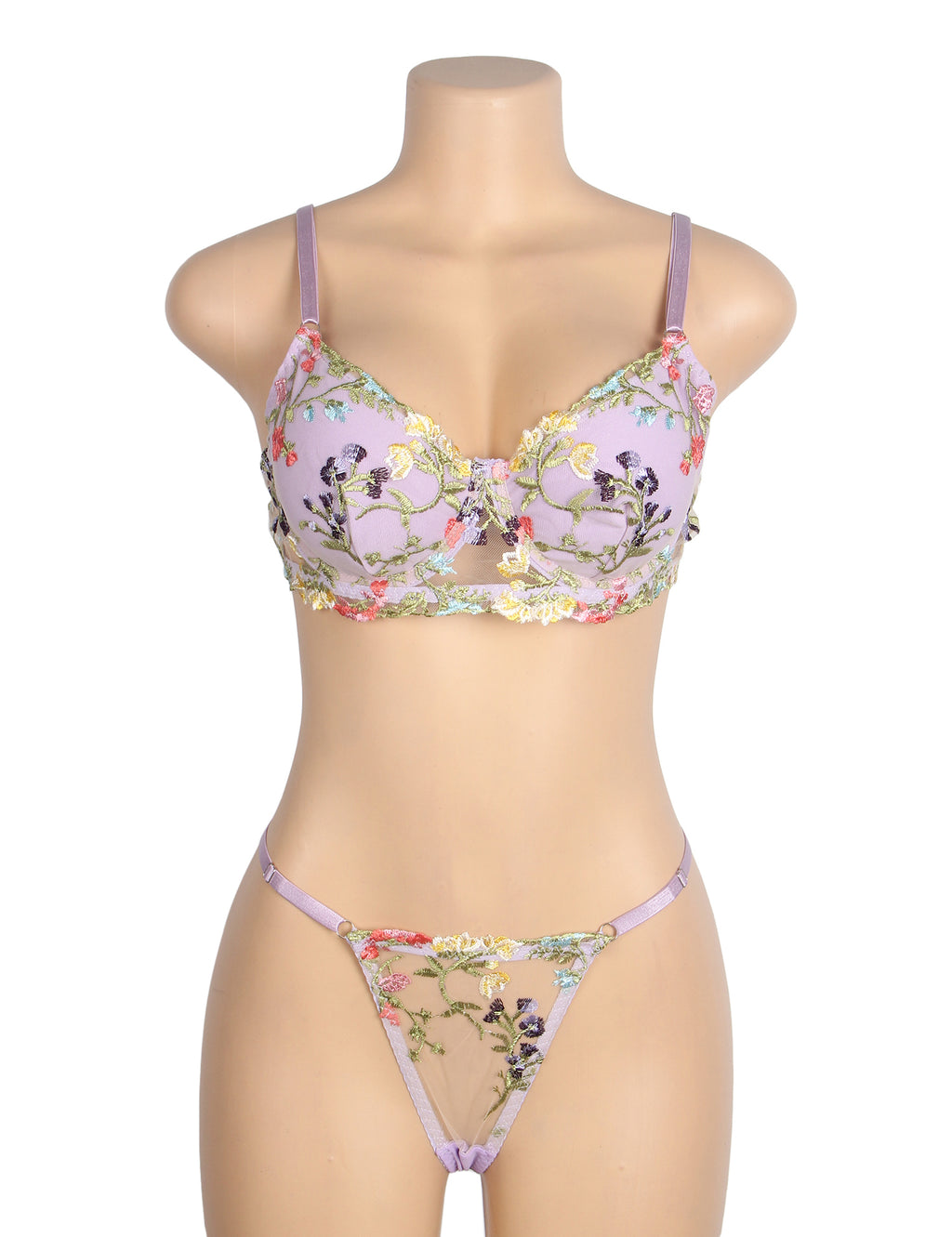 Velour & Co Women's Matching Bra & Knickers Set Purple - Lingerie Set