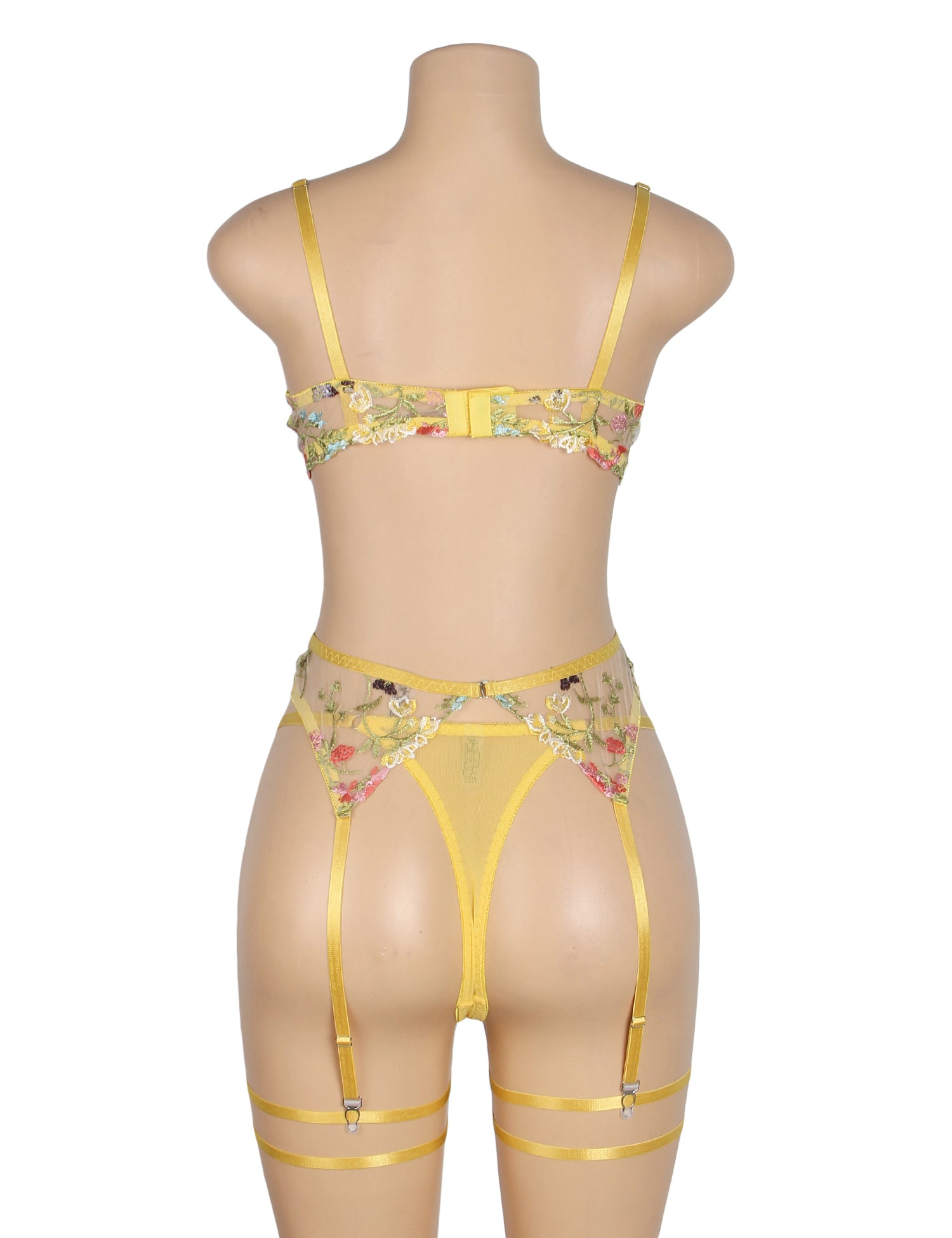 Velour & Co Women's Matching Bra & Knickers Set Yellow - Lingerie Set