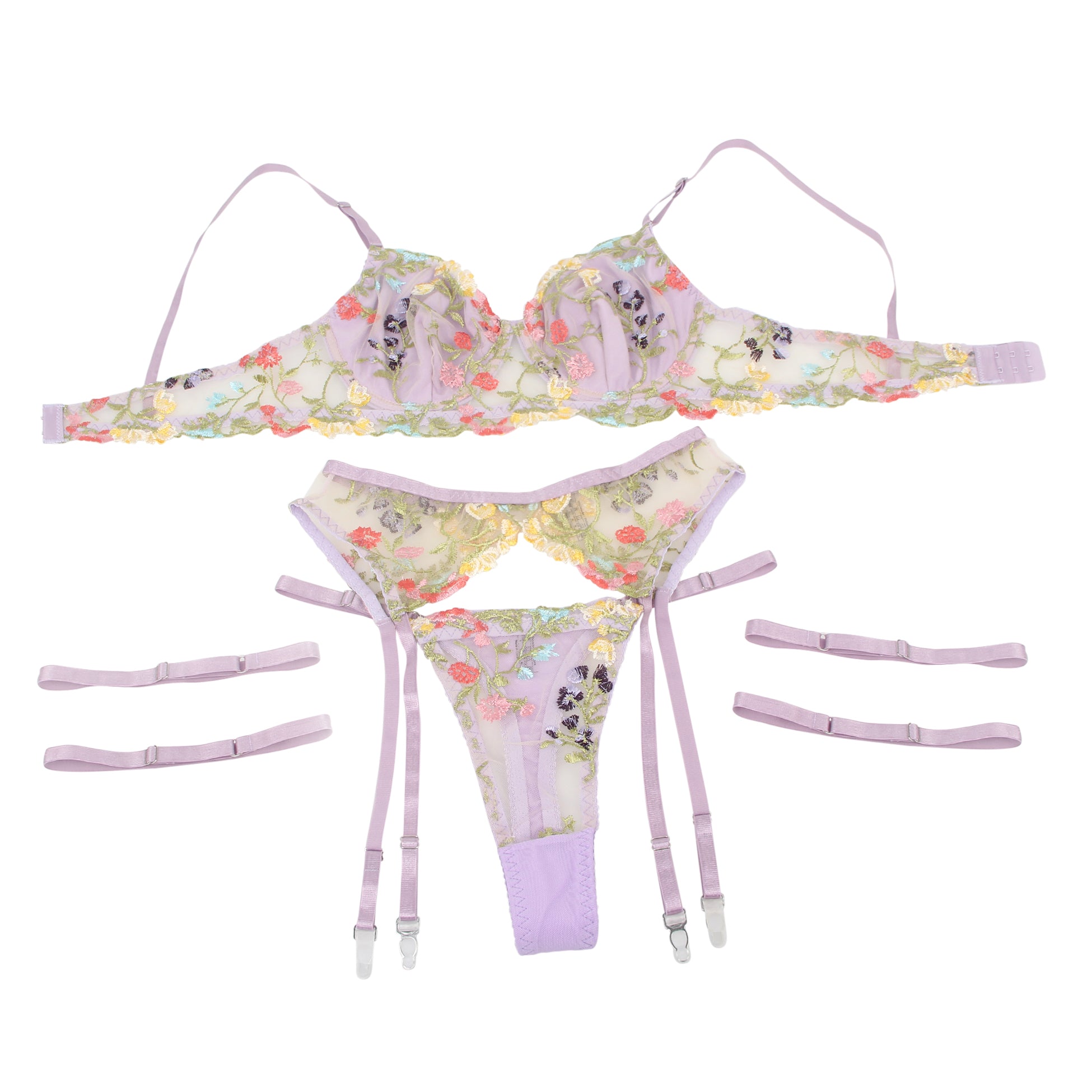 Velour & Co Women's Matching Bra & Knickers Set Purple - Lingerie Set