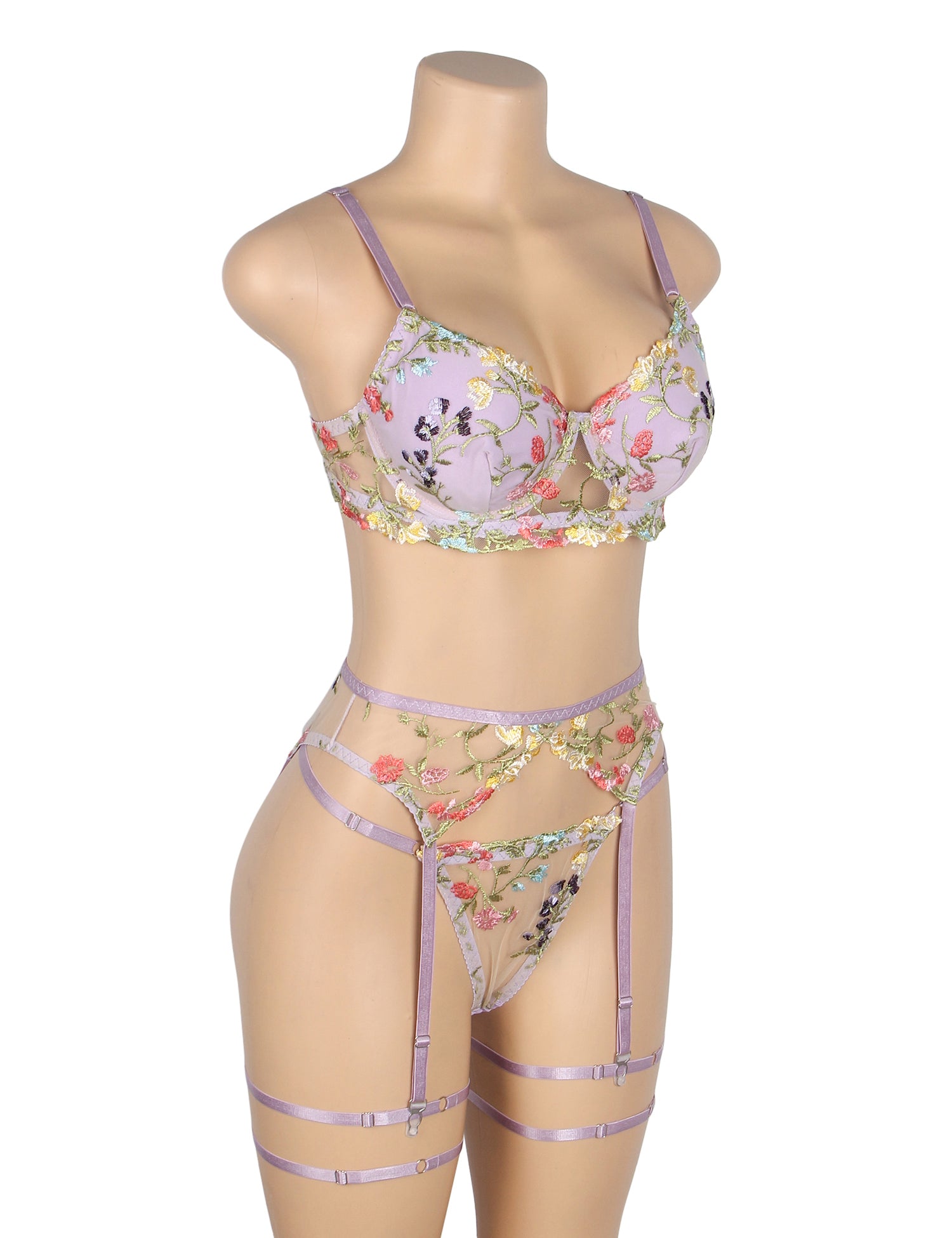 Velour & Co Women's Matching Bra & Knickers Set Purple - Lingerie Set