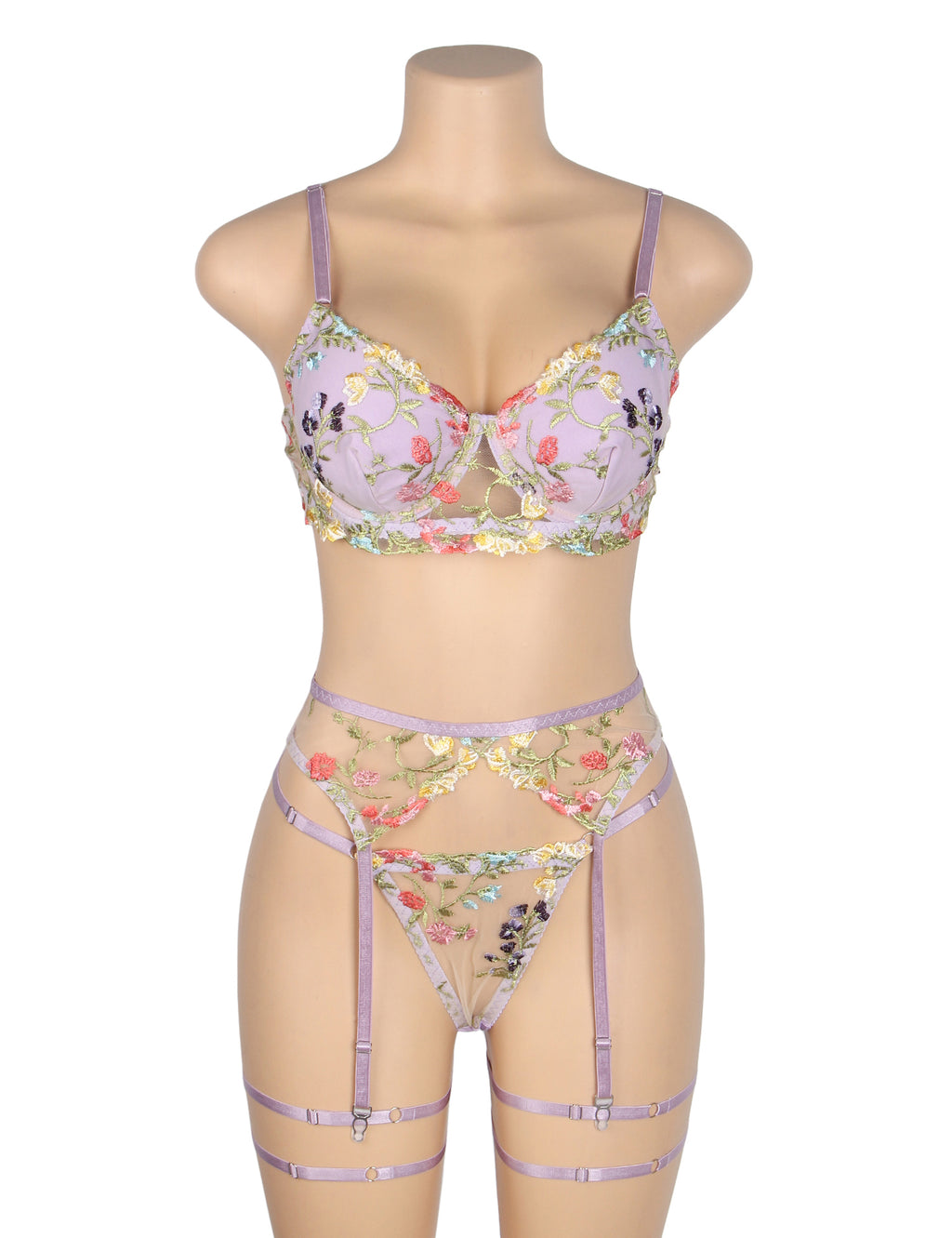 Velour & Co Women's Matching Bra & Knickers Set Purple - Lingerie Set