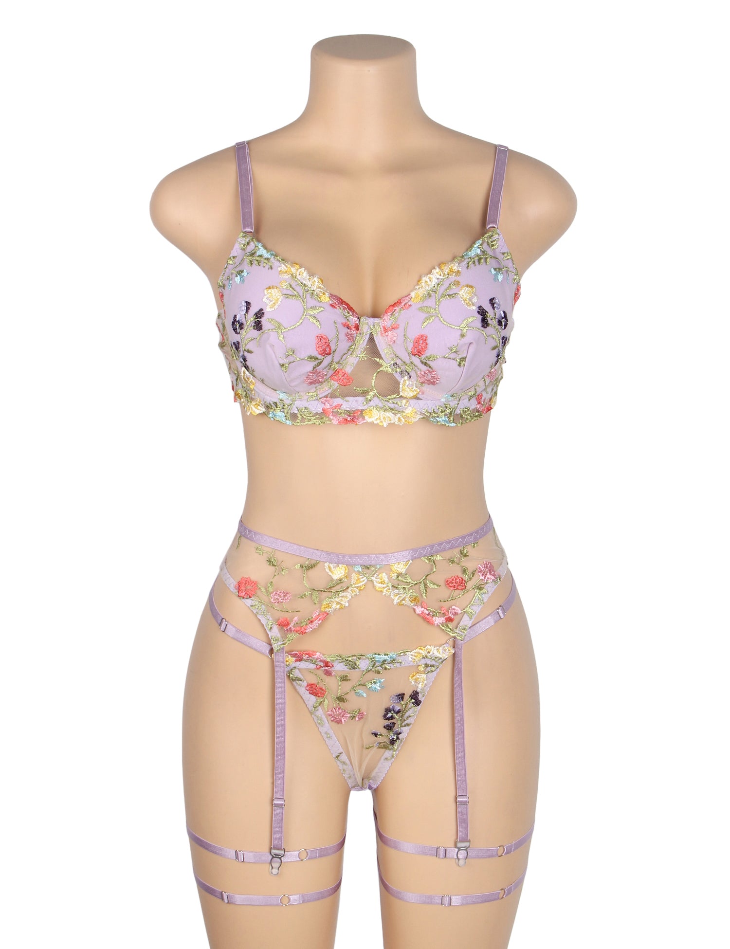 Velour & Co Women's Matching Bra & Knickers Set Purple - Lingerie Set