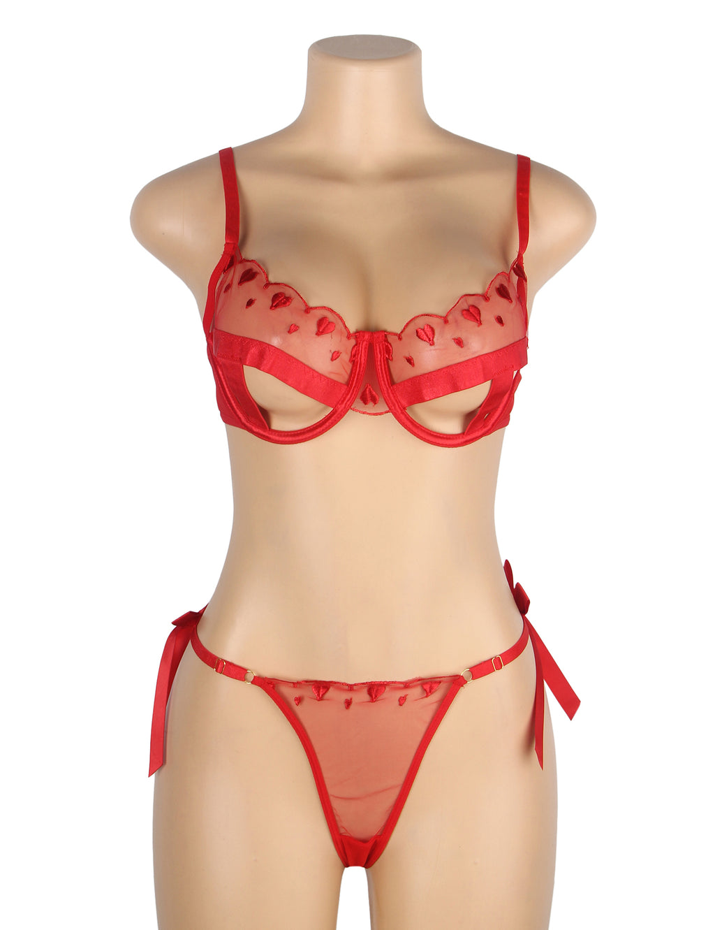 Velour & Co Women's Matching Bra & Knickers Set Red - Lingerie Set