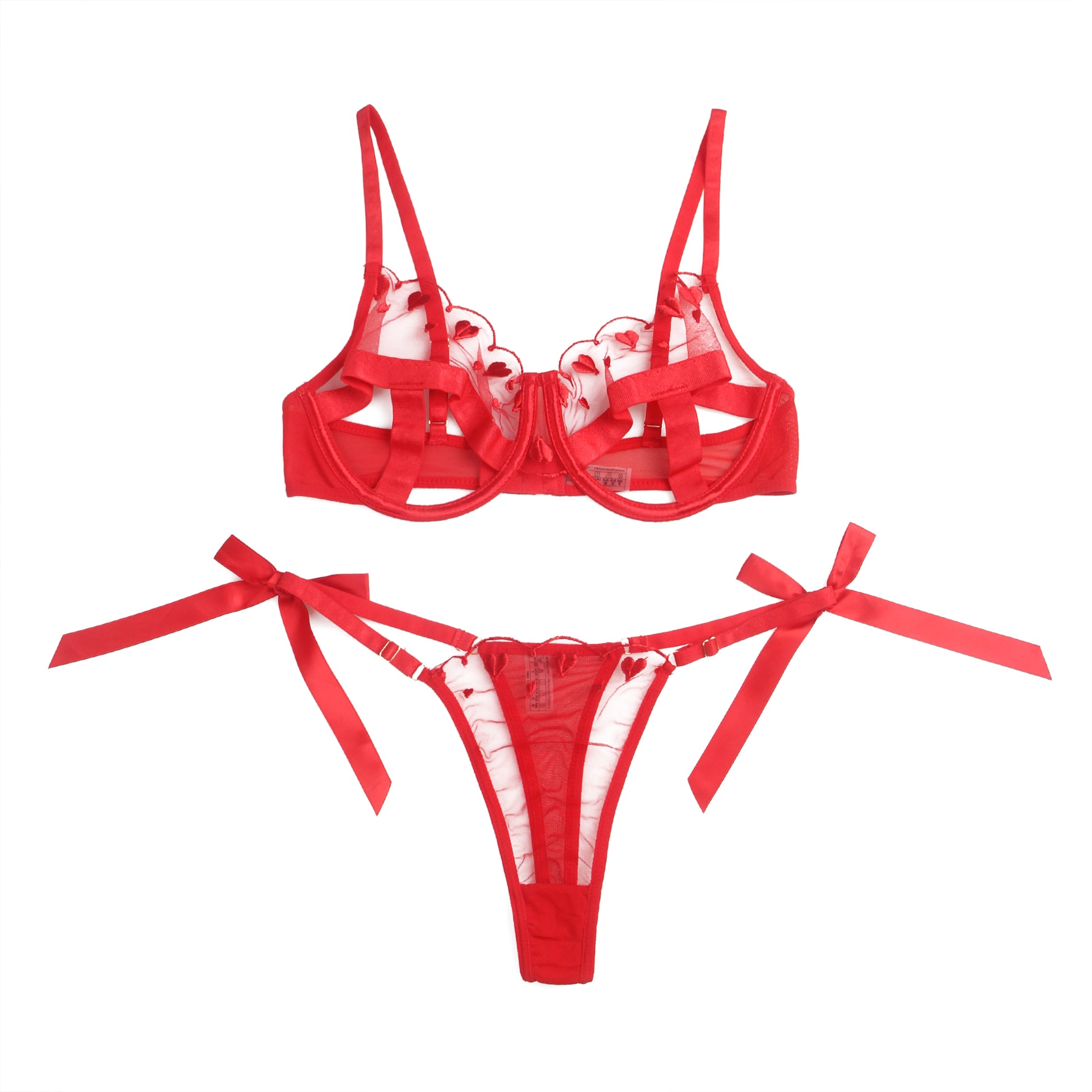 Velour & Co Women's Matching Bra & Knickers Set Red - Lingerie Set