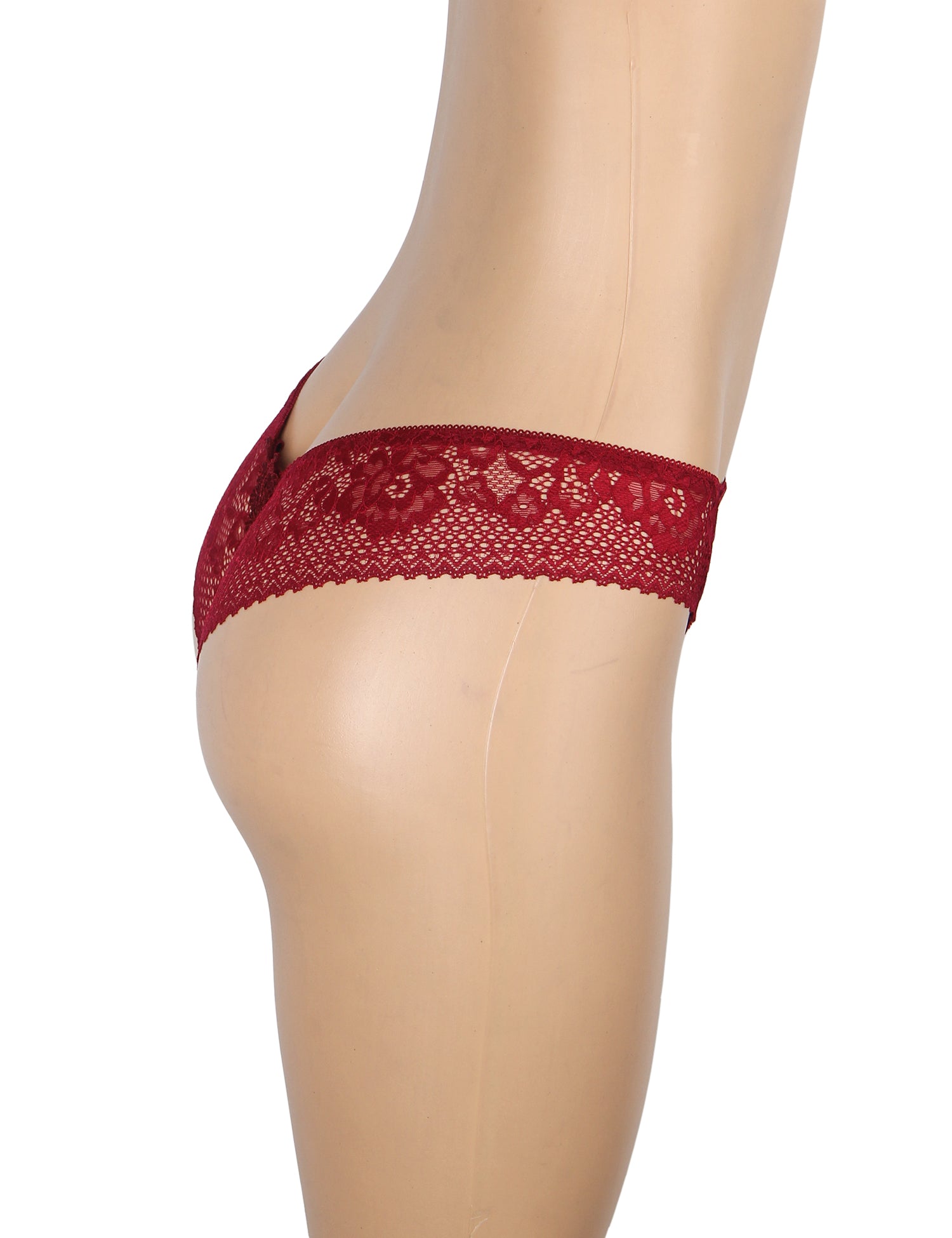 Velour & Co Women's Lace Knickers Burgundy - Women's Underwear