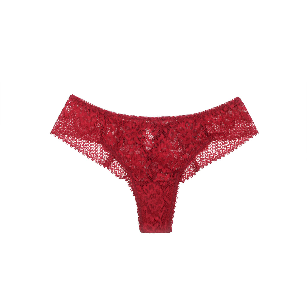 Velour & Co Women's Lace Knickers Burgundy - Women's Underwear