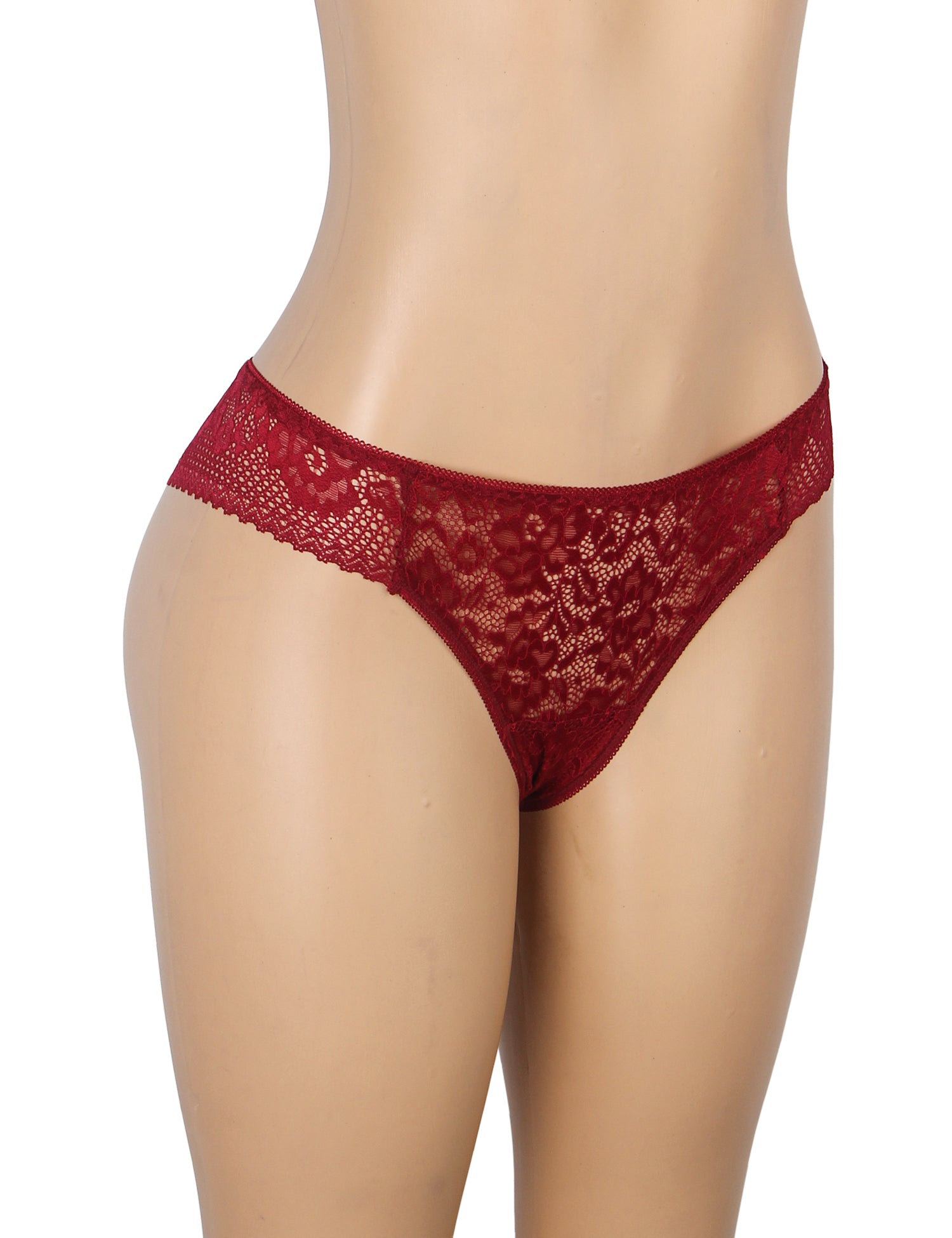 Velour & Co Women's Lace Knickers Burgundy - Women's Underwear