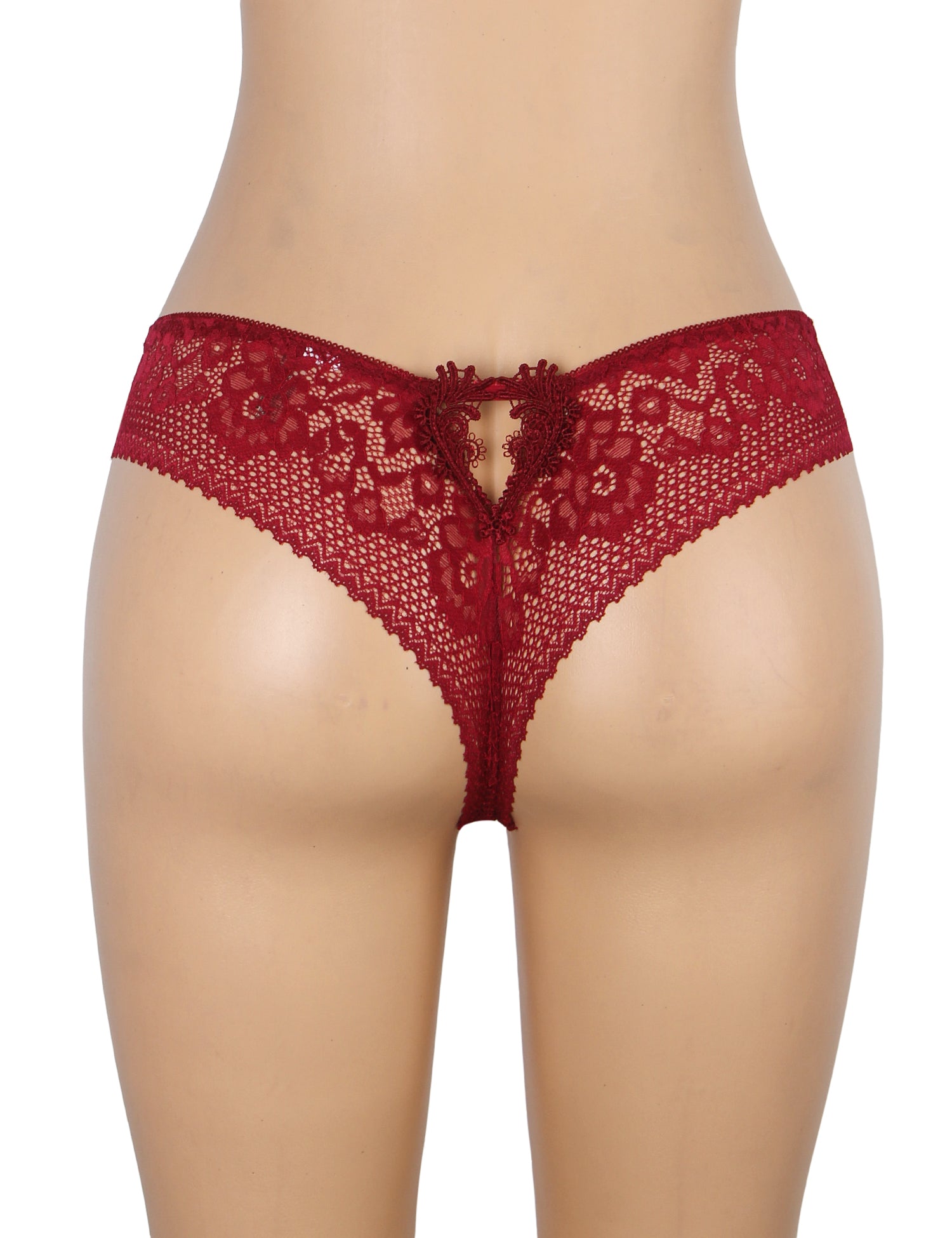 Velour & Co Women's Lace Knickers Burgundy - Women's Underwear