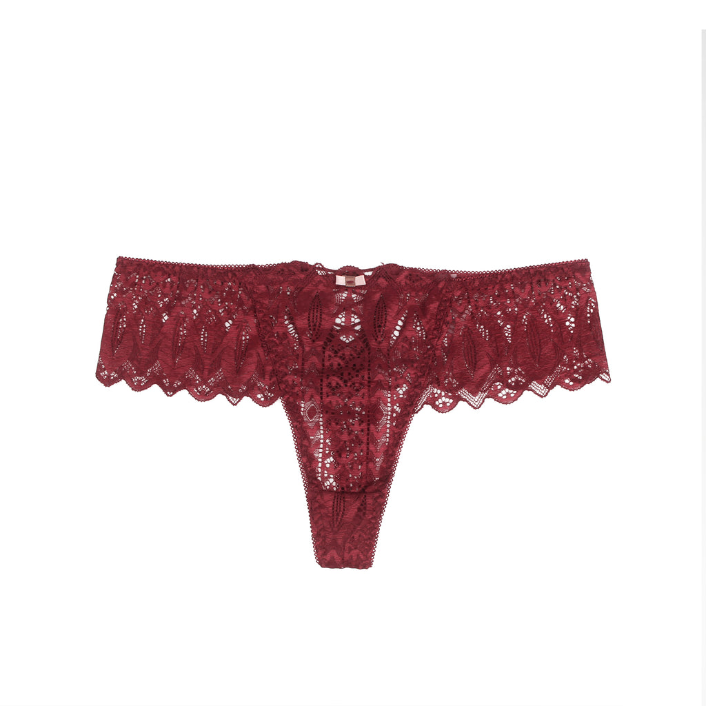 Velour & Co Women's Lace Knickers Burgundy - Women's Underwear