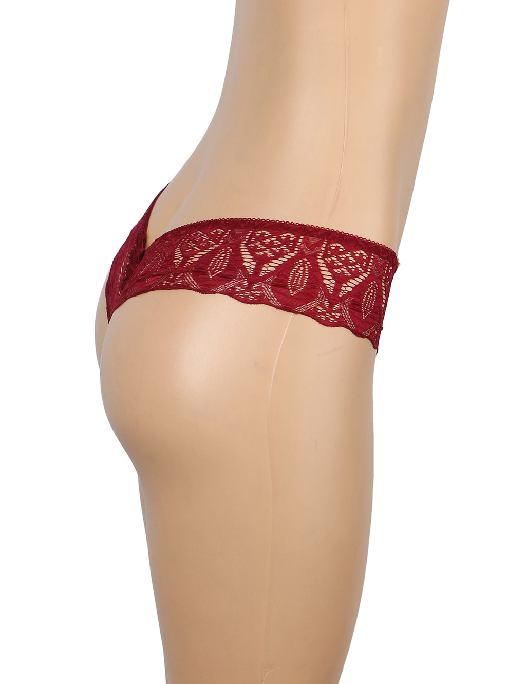 Velour & Co Women's Lace Knickers Burgundy - Women's Underwear