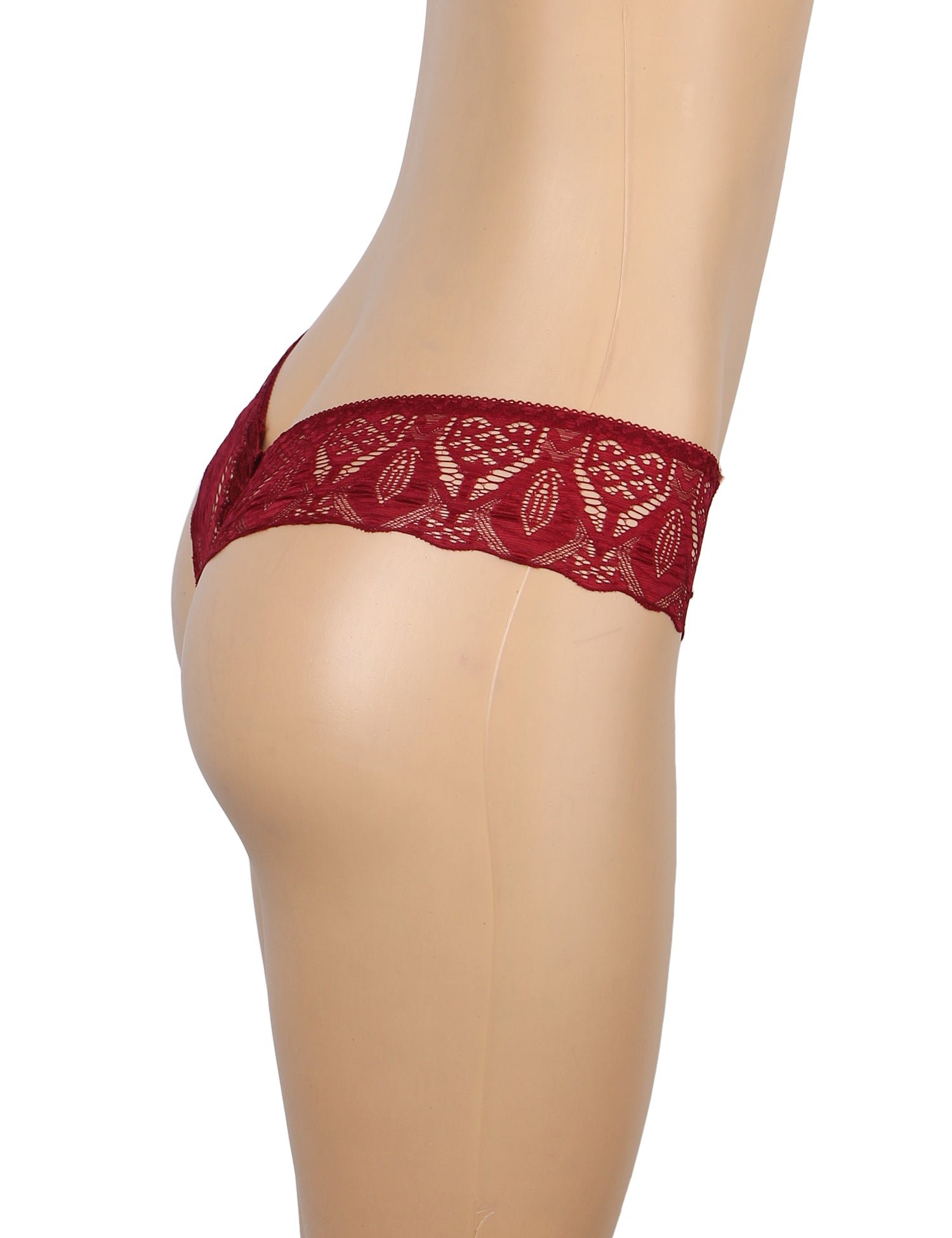 Velour & Co Women's Lace Knickers Burgundy - Women's Underwear