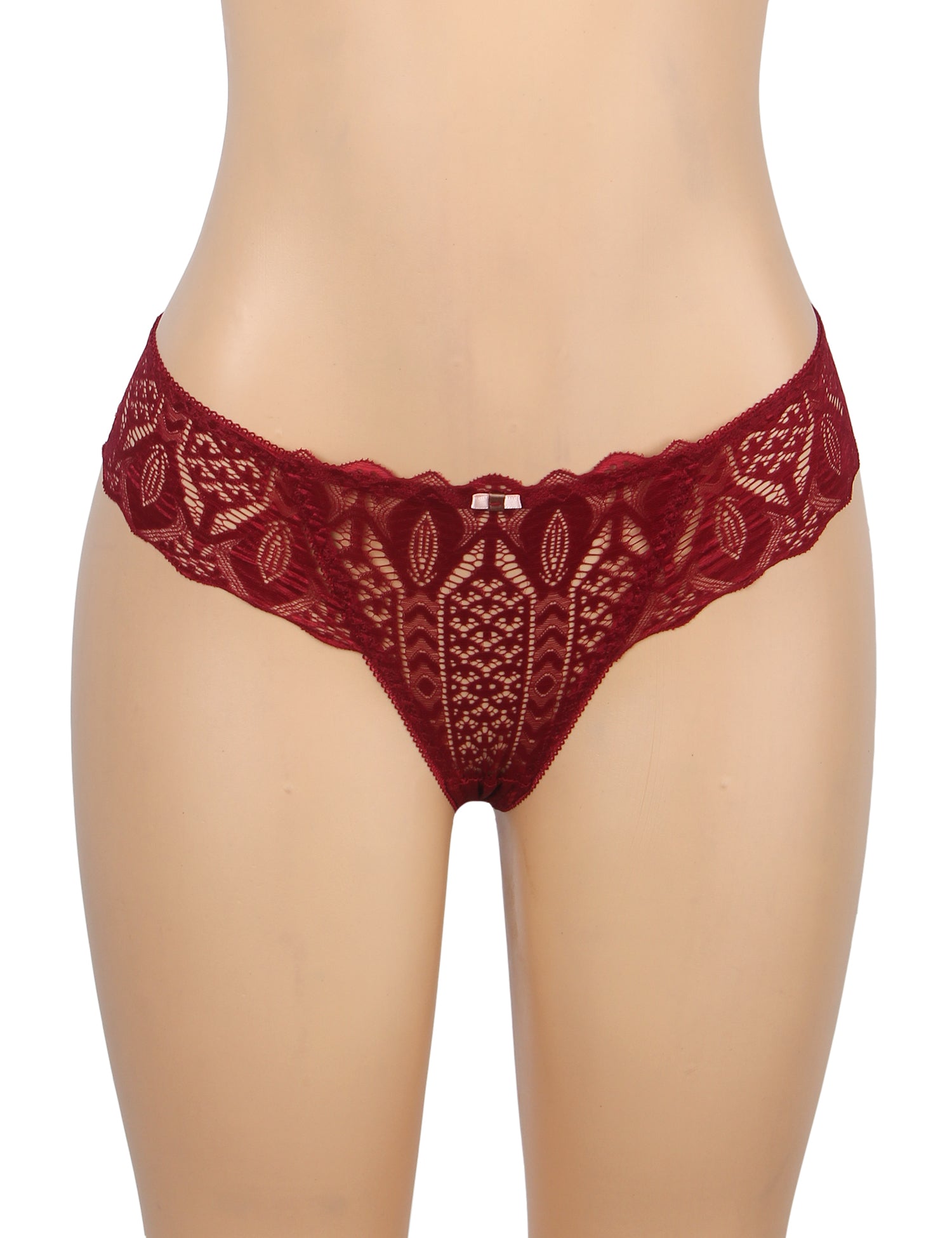 Velour & Co Women's Lace Knickers Burgundy - Women's Underwear