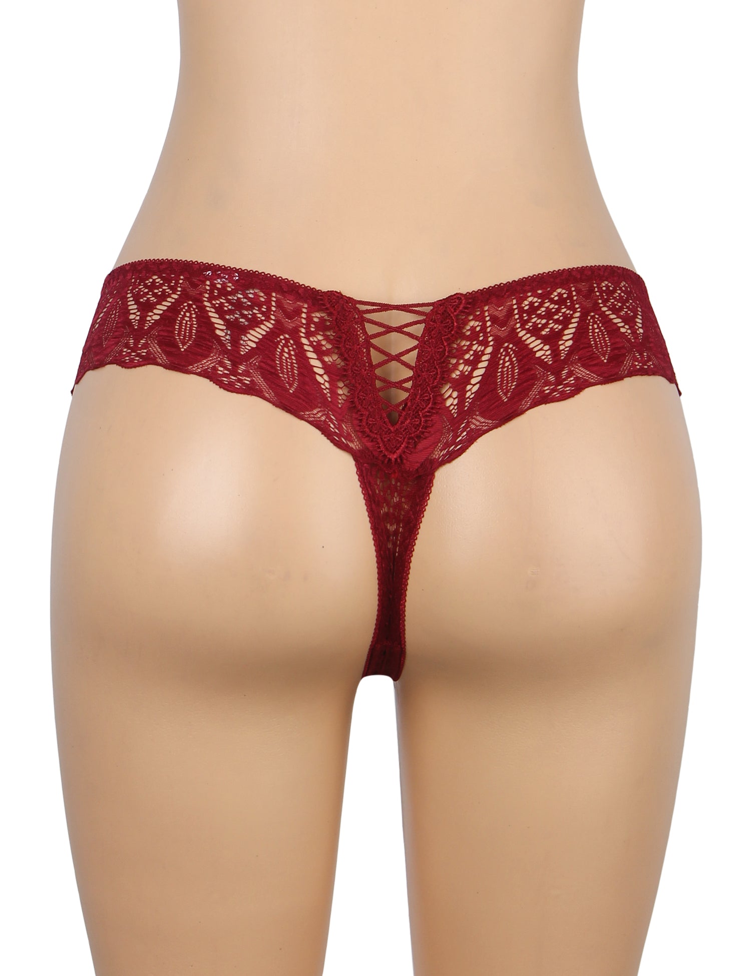 Velour & Co Women's Lace Knickers Burgundy - Women's Underwear