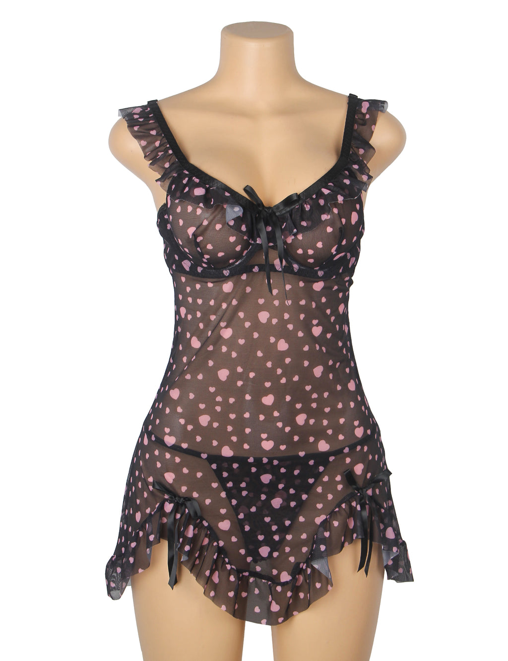 Velour & Co Women's Lace Babydoll Black