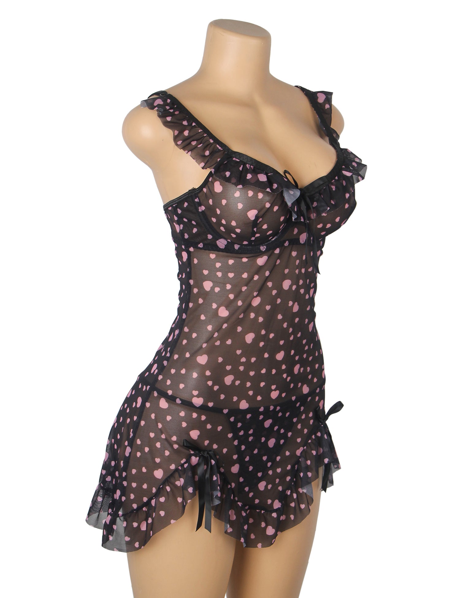 Velour & Co Women's Lace Babydoll Black