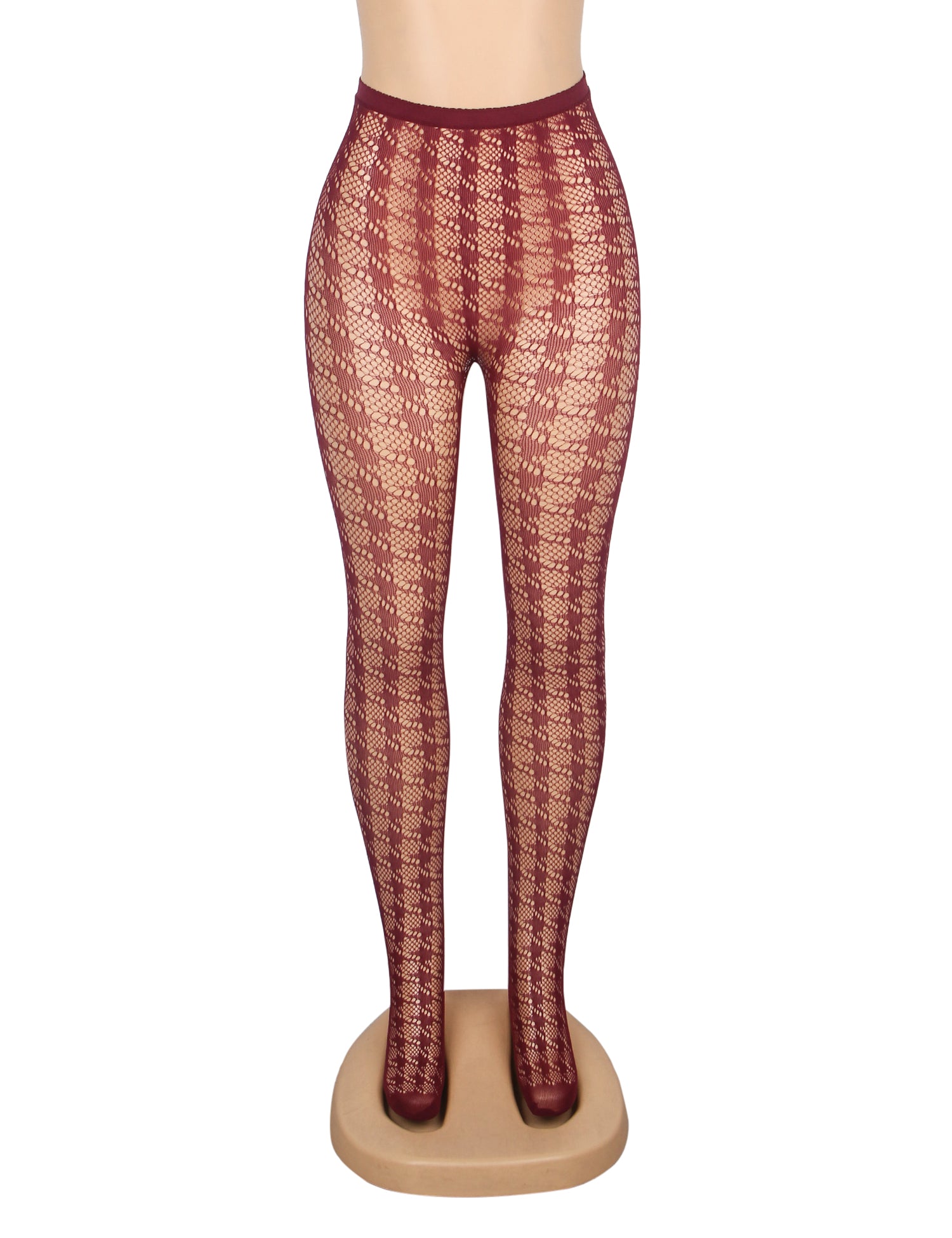 Velour & Co Women's Lace Top Stockings Burgundy - Hold-Up Hosiery