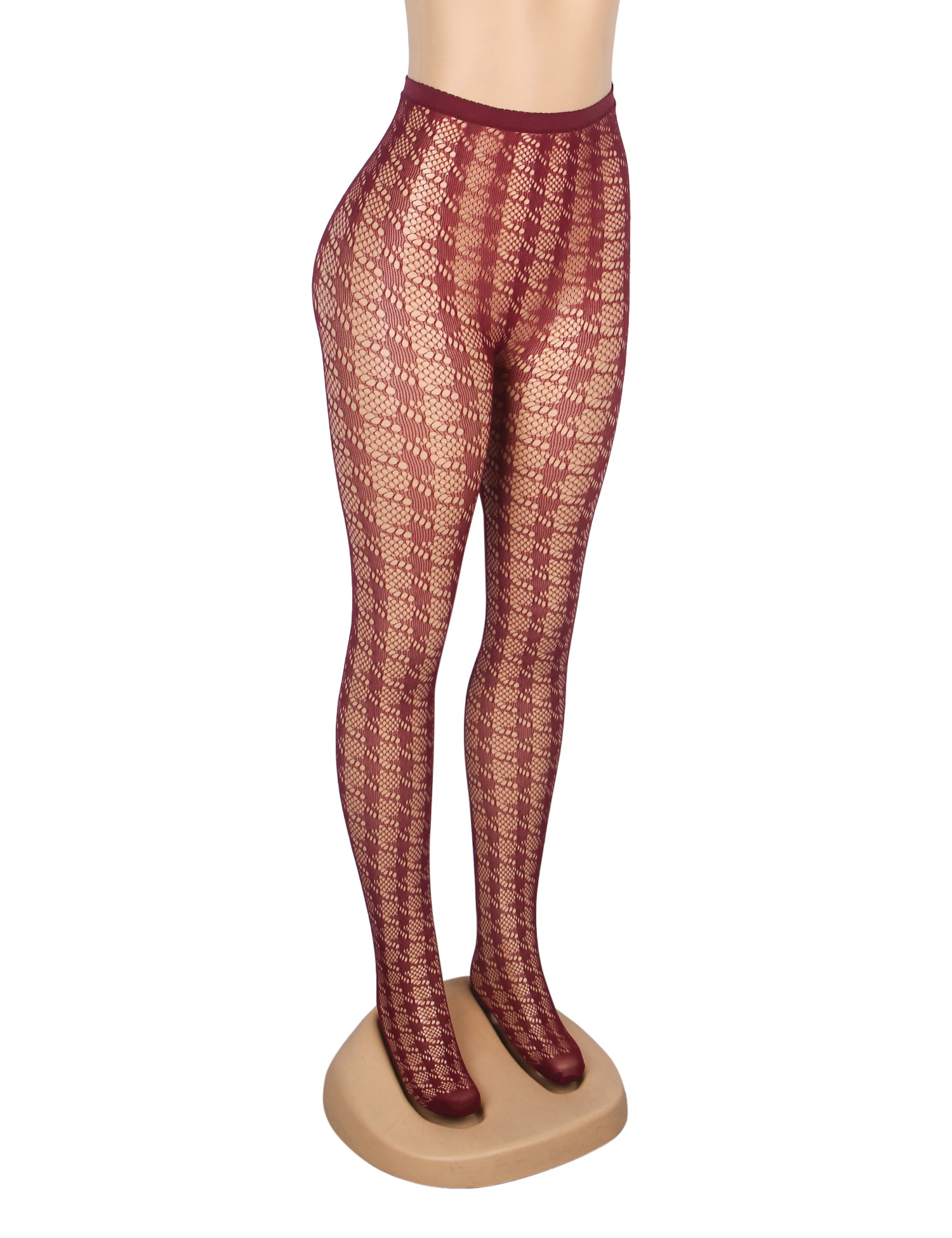 Velour & Co Women's Lace Top Stockings Burgundy - Hold-Up Hosiery
