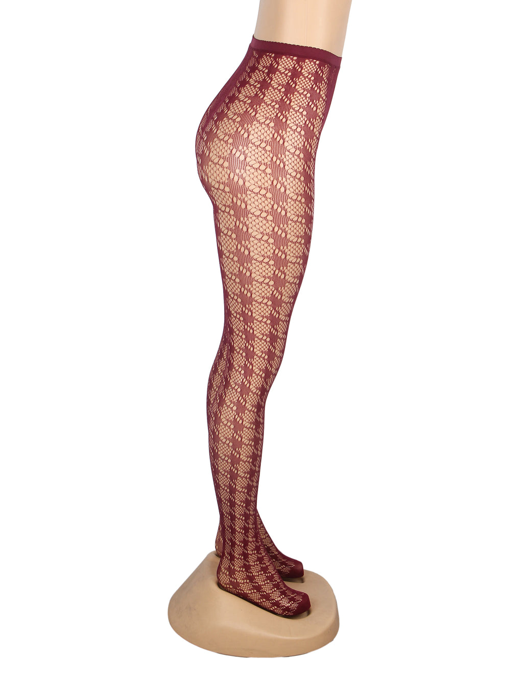 Velour & Co Women's Lace Top Stockings Burgundy - Hold-Up Hosiery