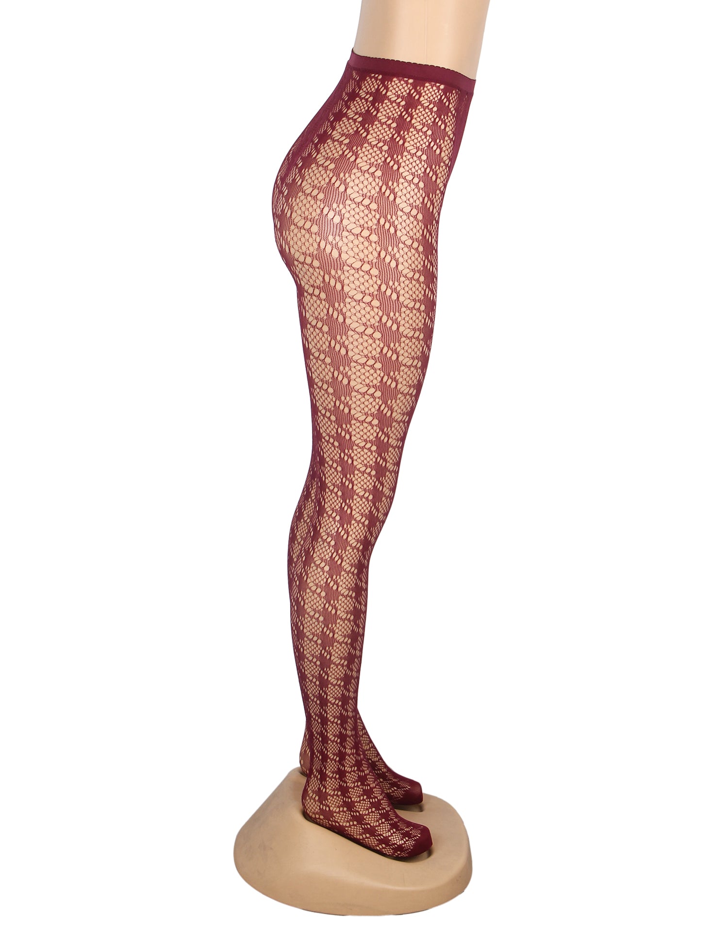 Velour & Co Women's Lace Top Stockings Burgundy - Hold-Up Hosiery
