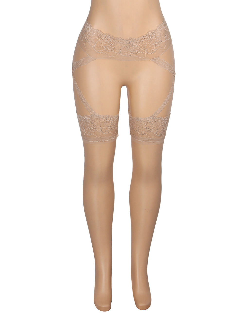 Velour & Co Women's Lace Top Stockings Nude - Hold-Up Hosiery