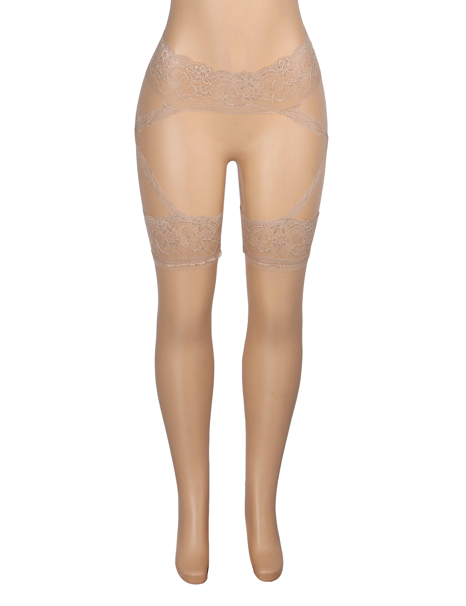 Velour & Co Women's Lace Top Stockings Nude - Hold-Up Hosiery
