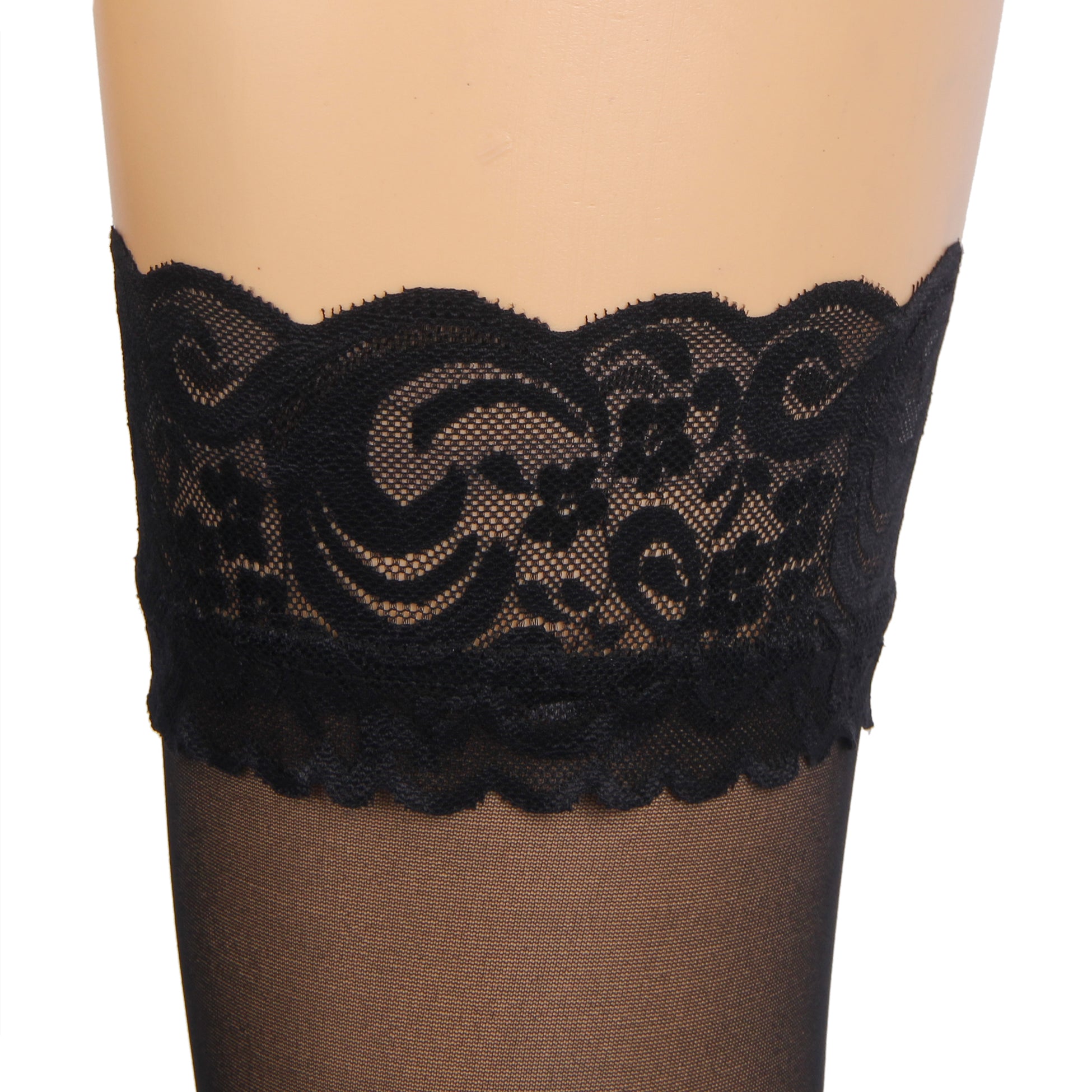 Velour & Co Women's Lace Top Stockings Black - Hold-Up Hosiery